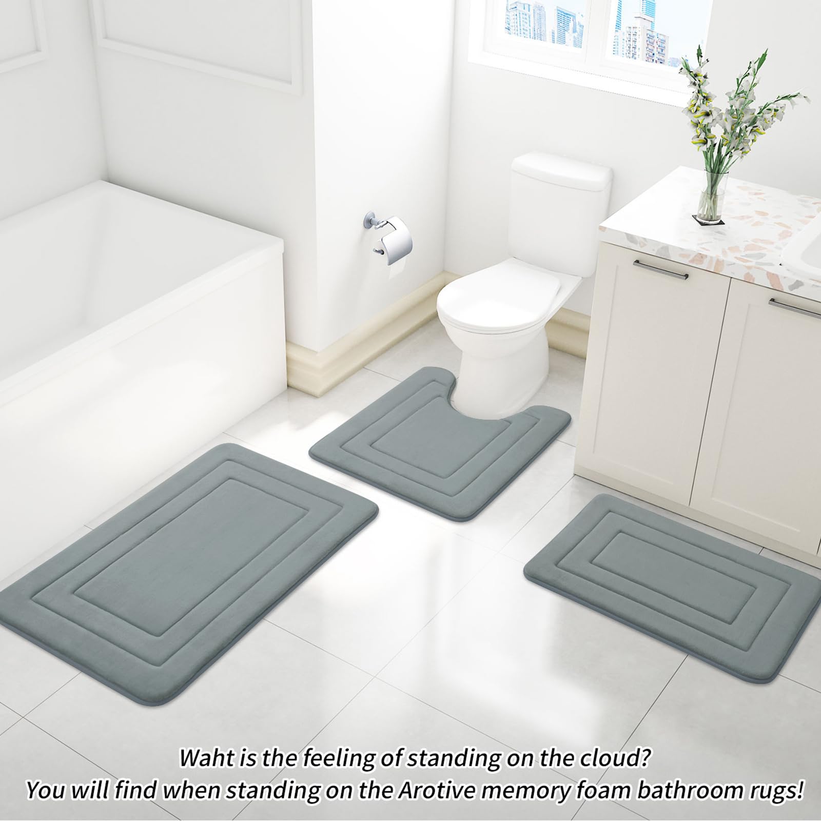 Arotive Memory Foam Bathroom Rug Mat 54X24, Ultra Soft And Absorbent Bath Mat, Machine Wash Dry, Comfortable Bath Rug Carpet For