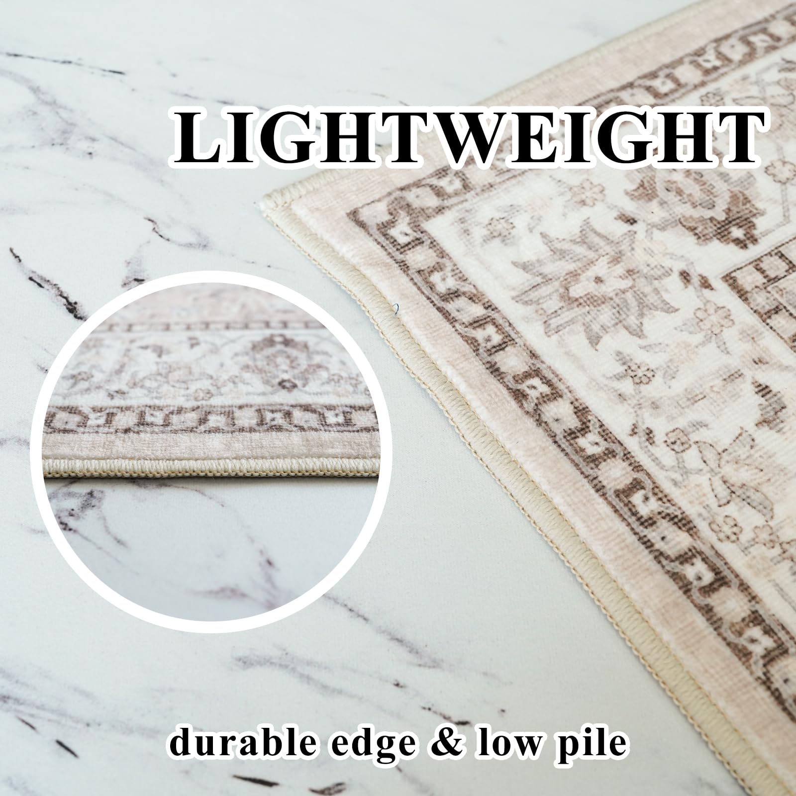 Washable 8x10 Living Room Rug: Oriental Water Resistant Rugs for Bedroom Dining Room Distressed Non Slip Ultra Soft Carpet for N