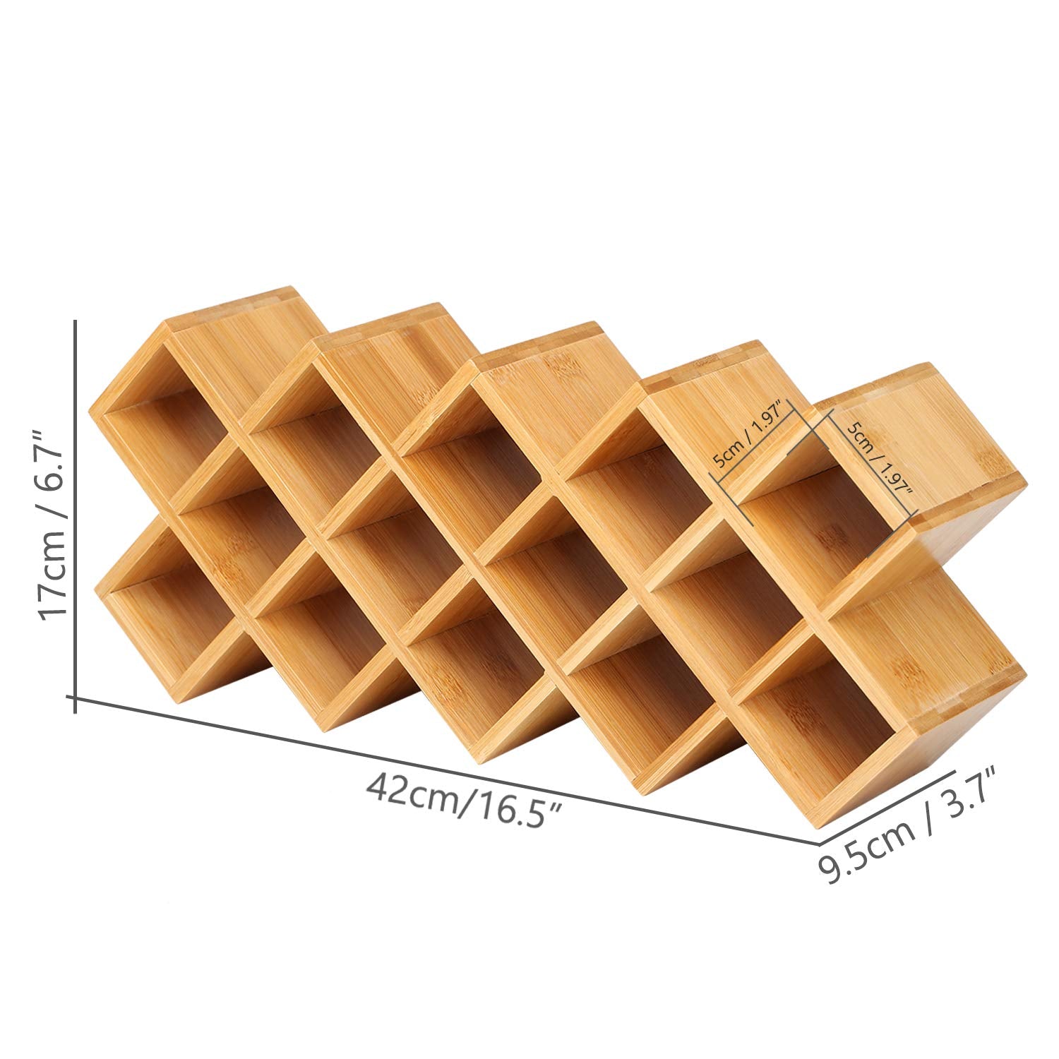 Criss-Cross 18-Jar Bamboo Countertop Spice Rack Organizer, Kitchen Cabinet Cupboard Wall Mount Door Spice Storage, Fit for Round