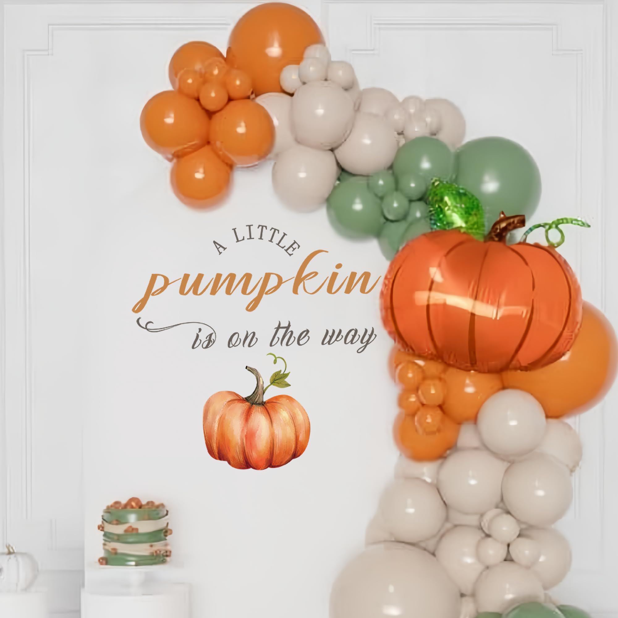 CIEQR A Little Pumpkin is On The Way Decal Sign - Little Pumpkin Baby Shower Decorations Decal Sign, Fall Halloween Gender Revea