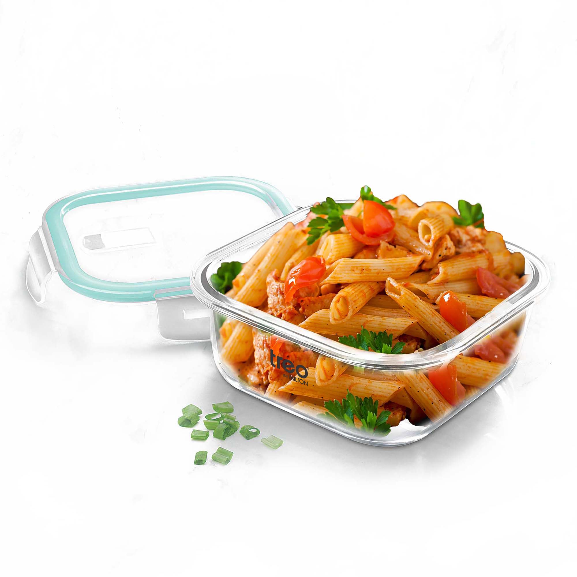 Treo By Milton Hi Borosilicate Clip Fresh Glass Storage Square Container For Kitchen With Air-Tight Lid, Microwave & Oven Safe, 