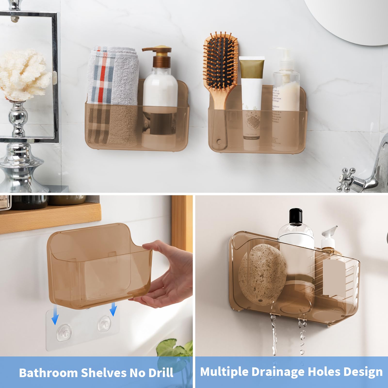 Diesisa 2Pc Acrylic Wall Mount Organizer, Adhesive Cabinet Door Organizer,Acrylic Bathroom Shelves For Wall,No Drilling Hang Wal