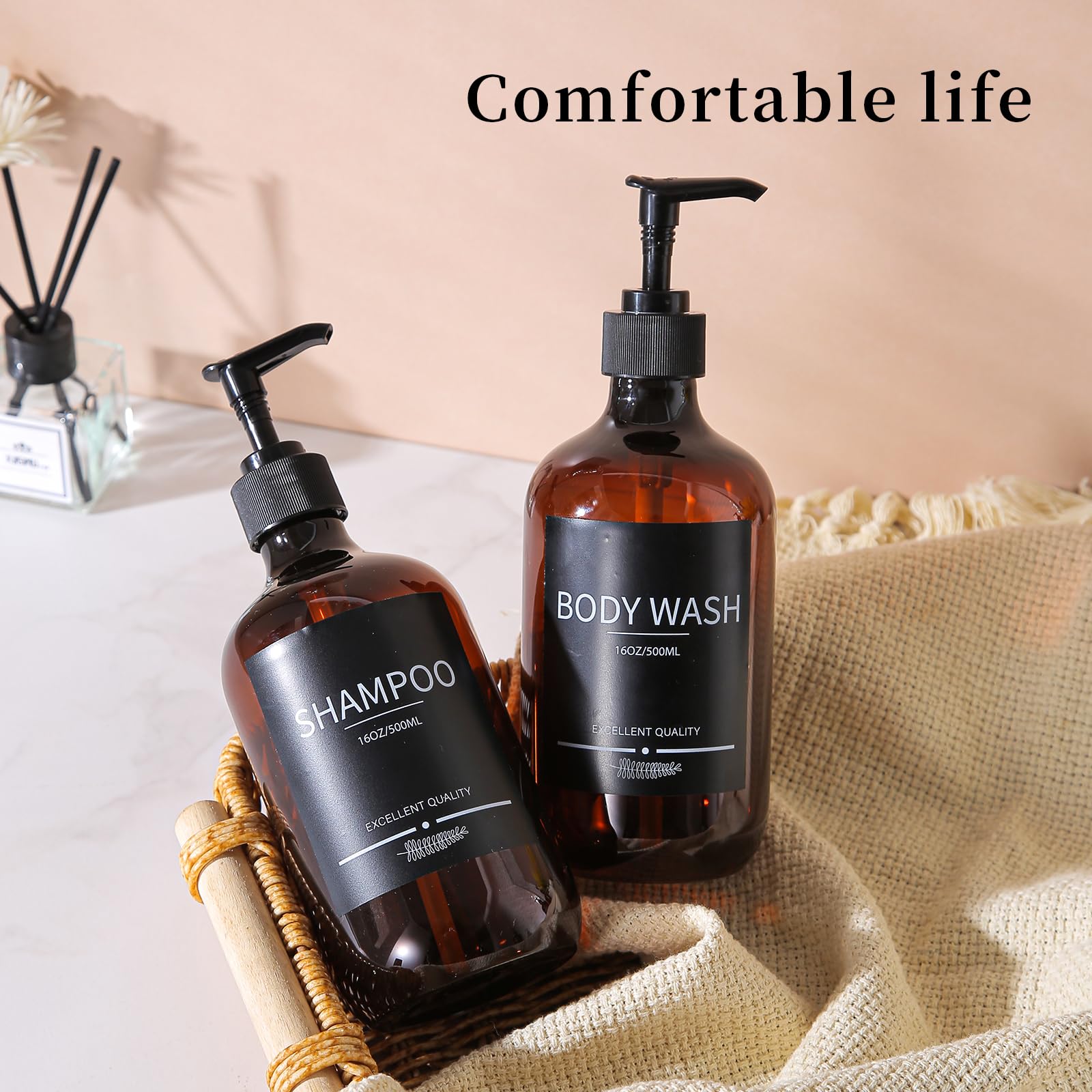 Mithrgrous Shampoo And Conditioner Bottles(5Pack),Shampoo Dispenser For Shower,Shampoo Bottles Refillable With Pump,Bathroom Dis