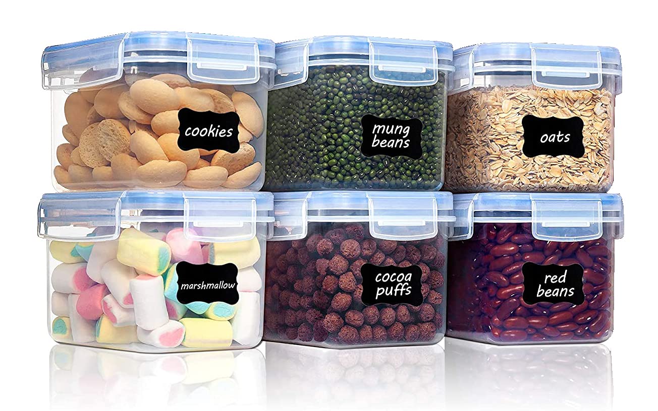 Diablos Airtight Kitchen Storage Containers Set Of 6500Ml, Plastic Fridge Storage Container With Lock & Seal Lid, Blue