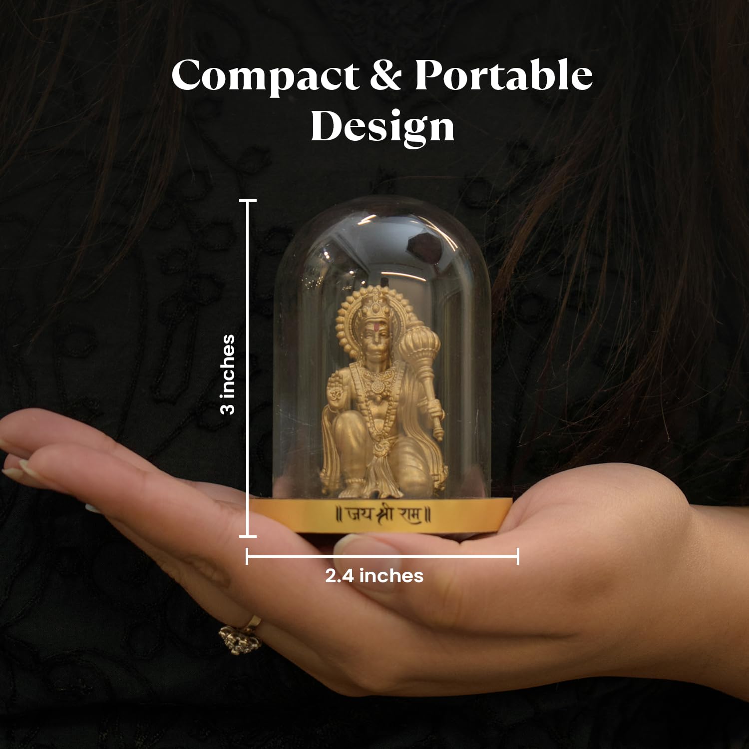 Astrotalk Resin Sankat Mochan Hanuman Murti | Hanuman Idol for Car, Home, & Mandir | Removes Obstacles, Brings Peace & Protection | 3D Printed Hanuman Ji Ki Murti in Borosilicate Dome, Gold