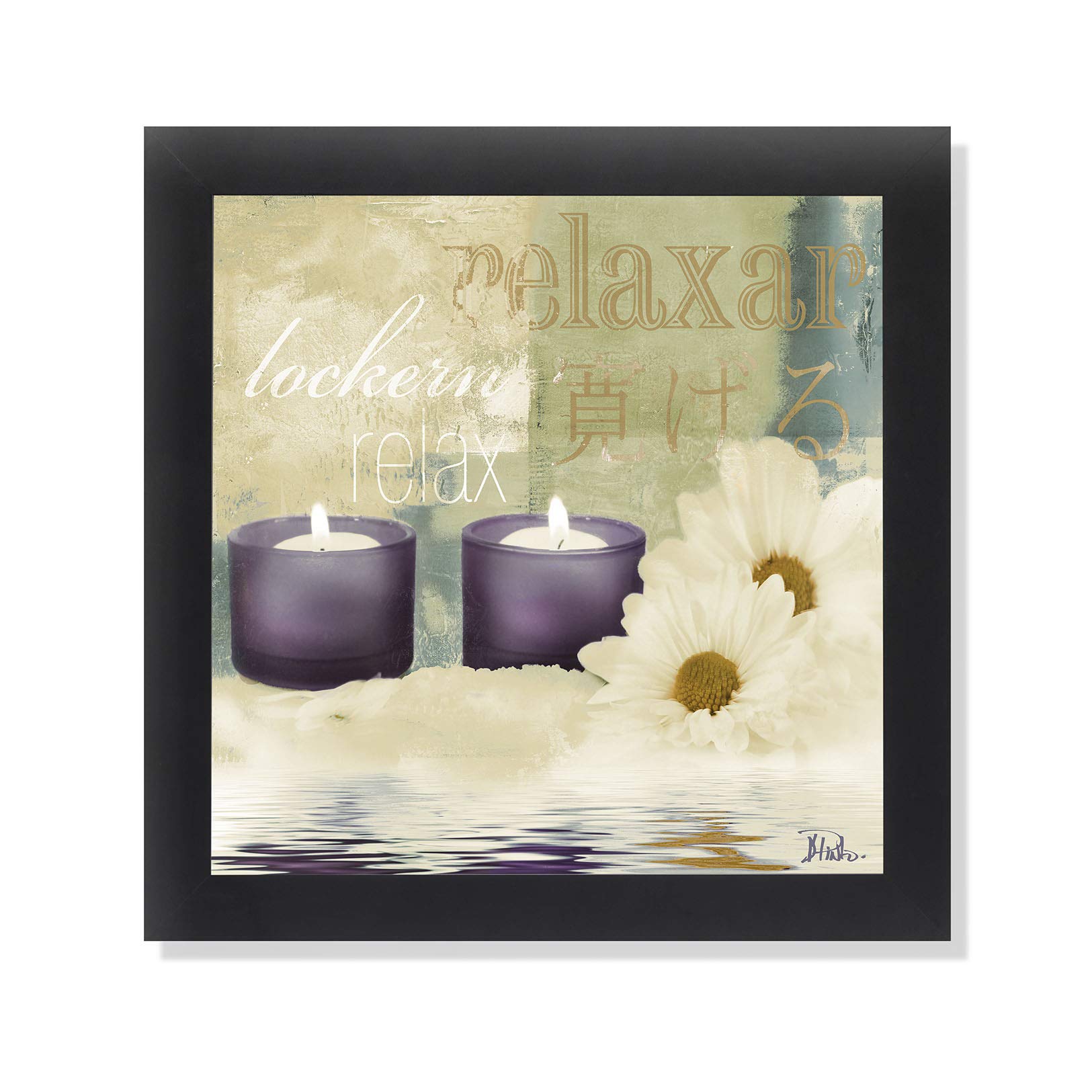 Relaxation I Spa Bathroom Black Framed Art Print Poster 12X12