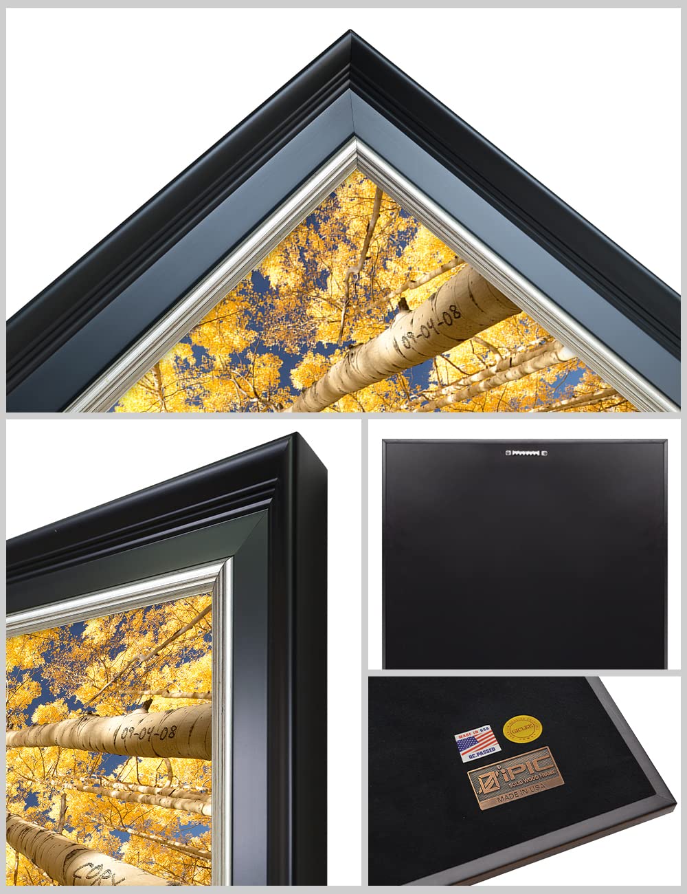 Ipic - Fall In Love, Personalized Framed Wall Art With Names And Date On, Giclee Prints With Solid Wood Frame, Customized Gift A