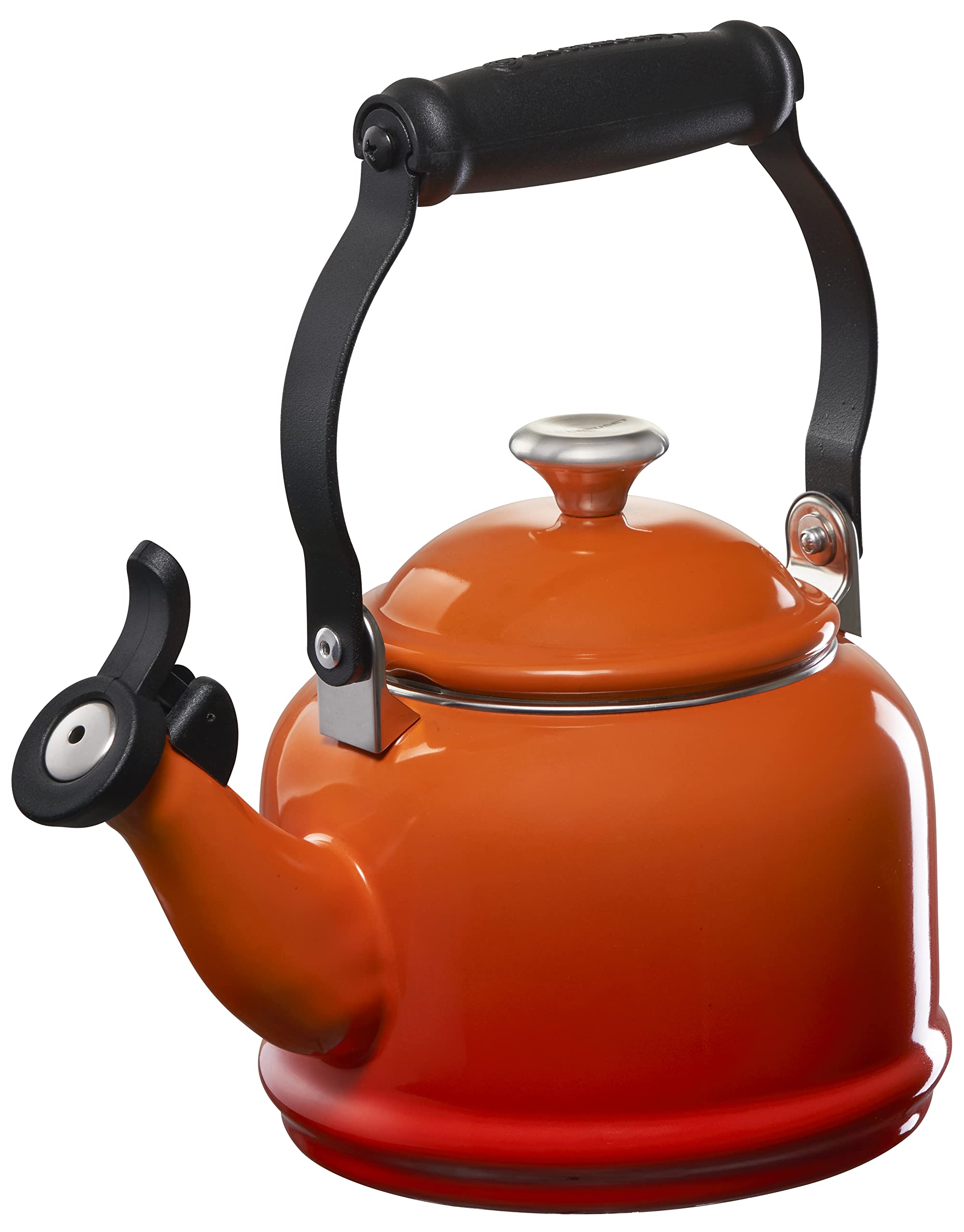 Le Creuset Enamel On Steel Demi Tea Kettle With Metal Finishes, 1.25 Qt, Flame