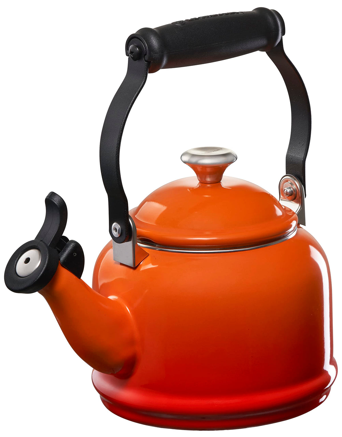 Le Creuset Enamel On Steel Demi Tea Kettle With Metal Finishes, 1.25 Qt, Flame