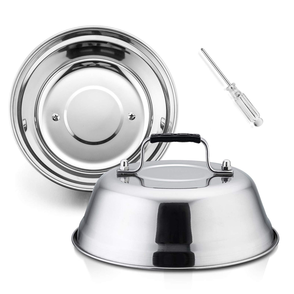 9 Inch Cheese Melting Dome, Hasteel Small Round Basting Steam Cover Set Of 2, Professional Stainless Steel Griddle Grill Accesso