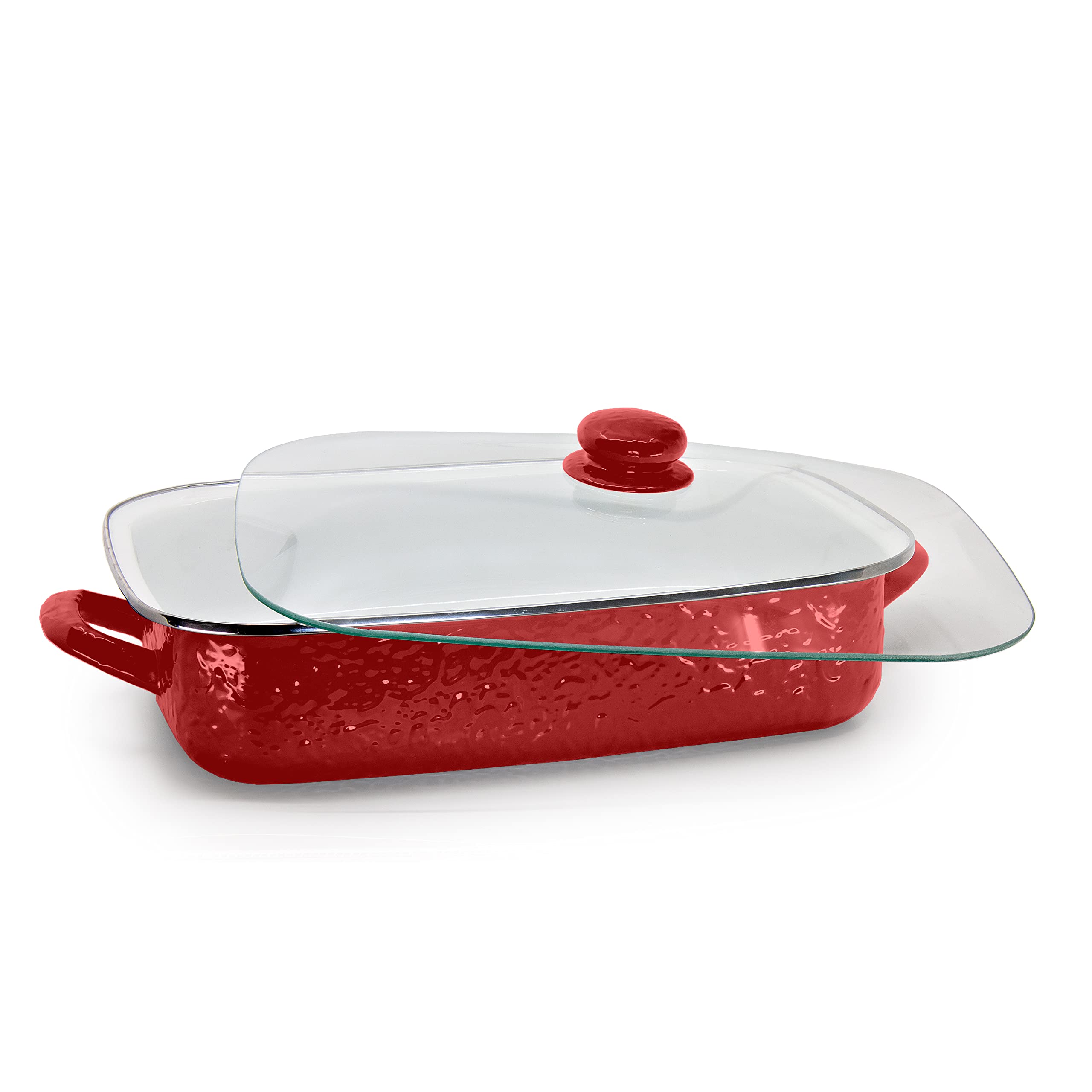Golden Rabbit Enamelware - 10.5Qt Roasting Pan (Solid Red)