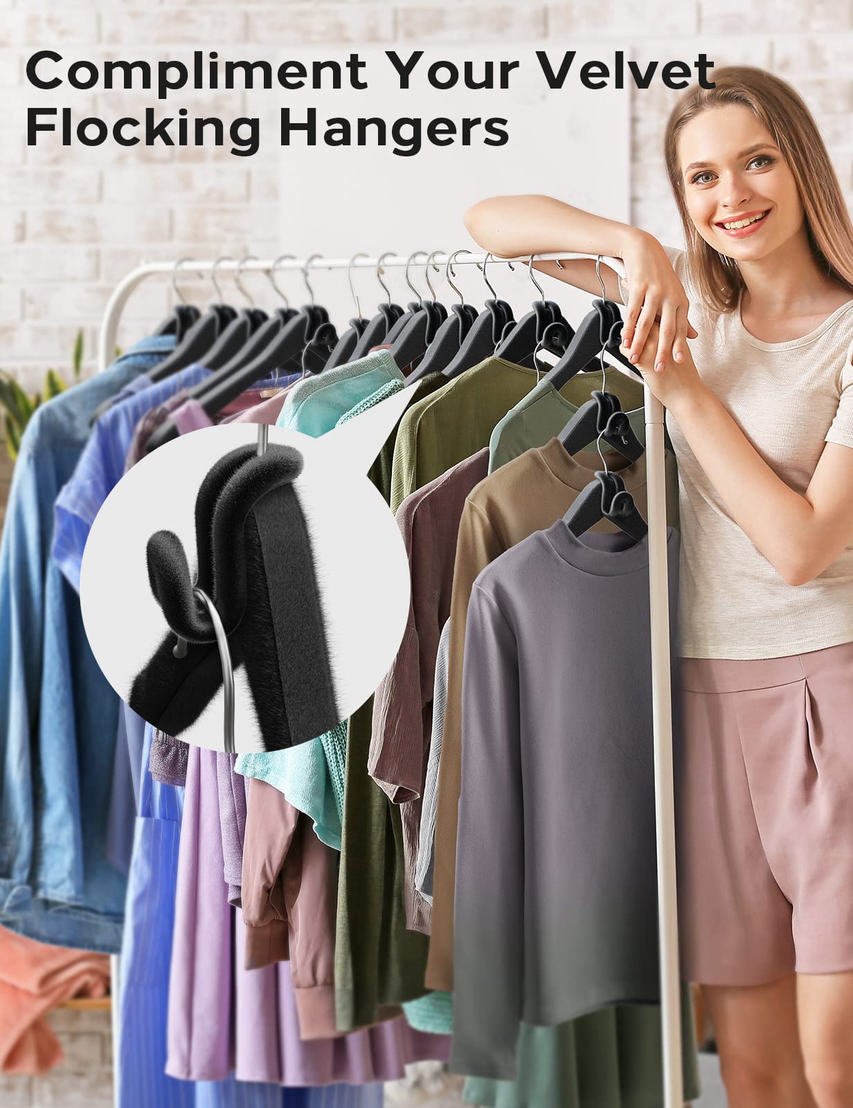 Velvet Clothes Hanger Connector Hooks[Non-Slip Complement Velvet Hangers] Hanger Hooks Space Saver Hanger Extender Hooks Felt Sp