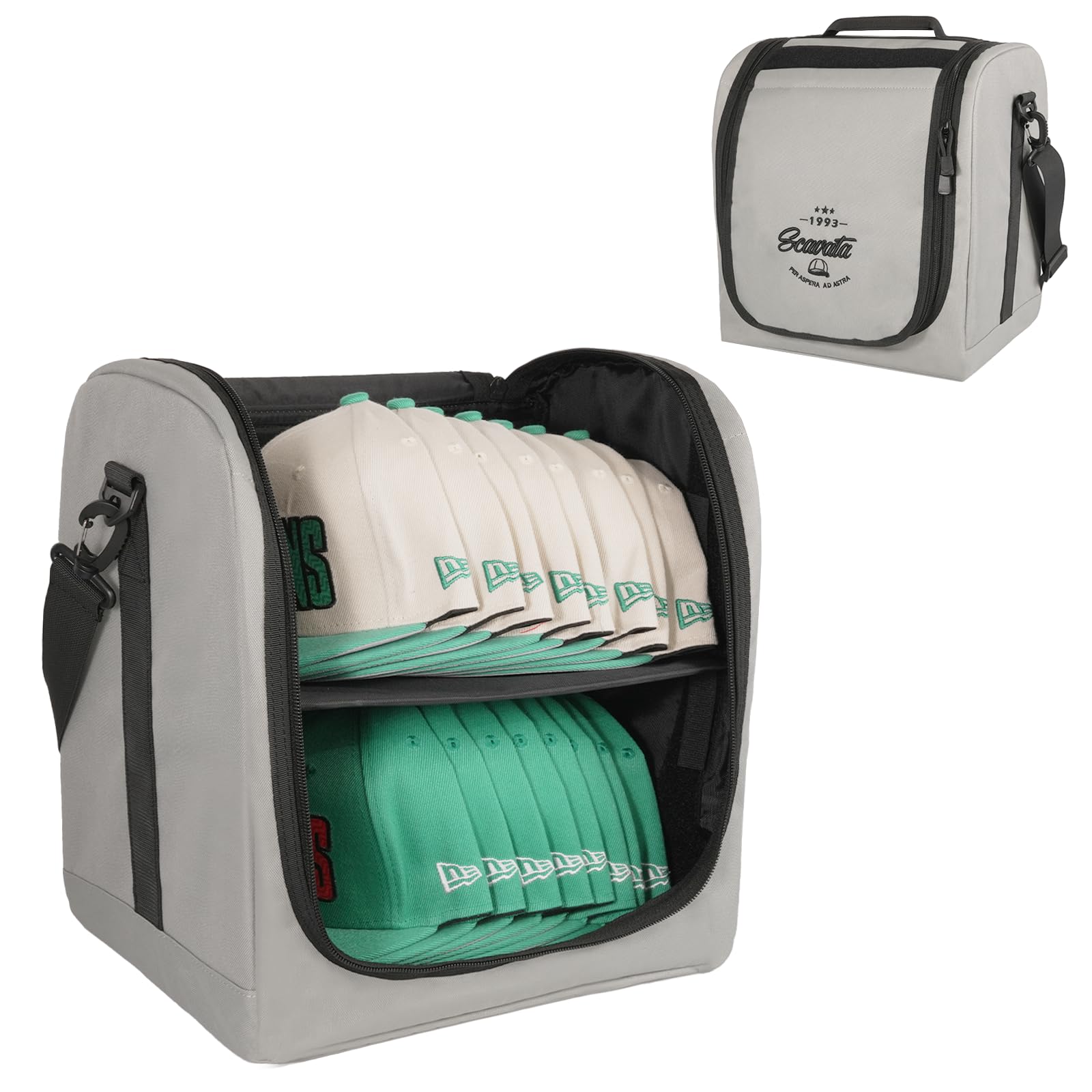 Scavata Large Hat Bag For Baseball Caps, Hat Organizer Bag For Traveling & Moving, Storing Snapback Cap, Portable Hat Carrier Ho