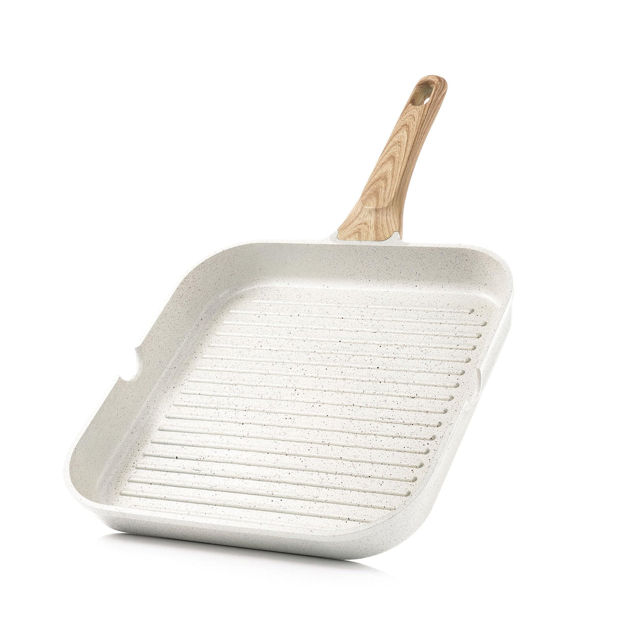 Sensarte Nonstick Ceramic Grill Pan For Stove Tops, Versatile Square Grilling Pan With Pour Spouts, Durable Grill Skillet For Al