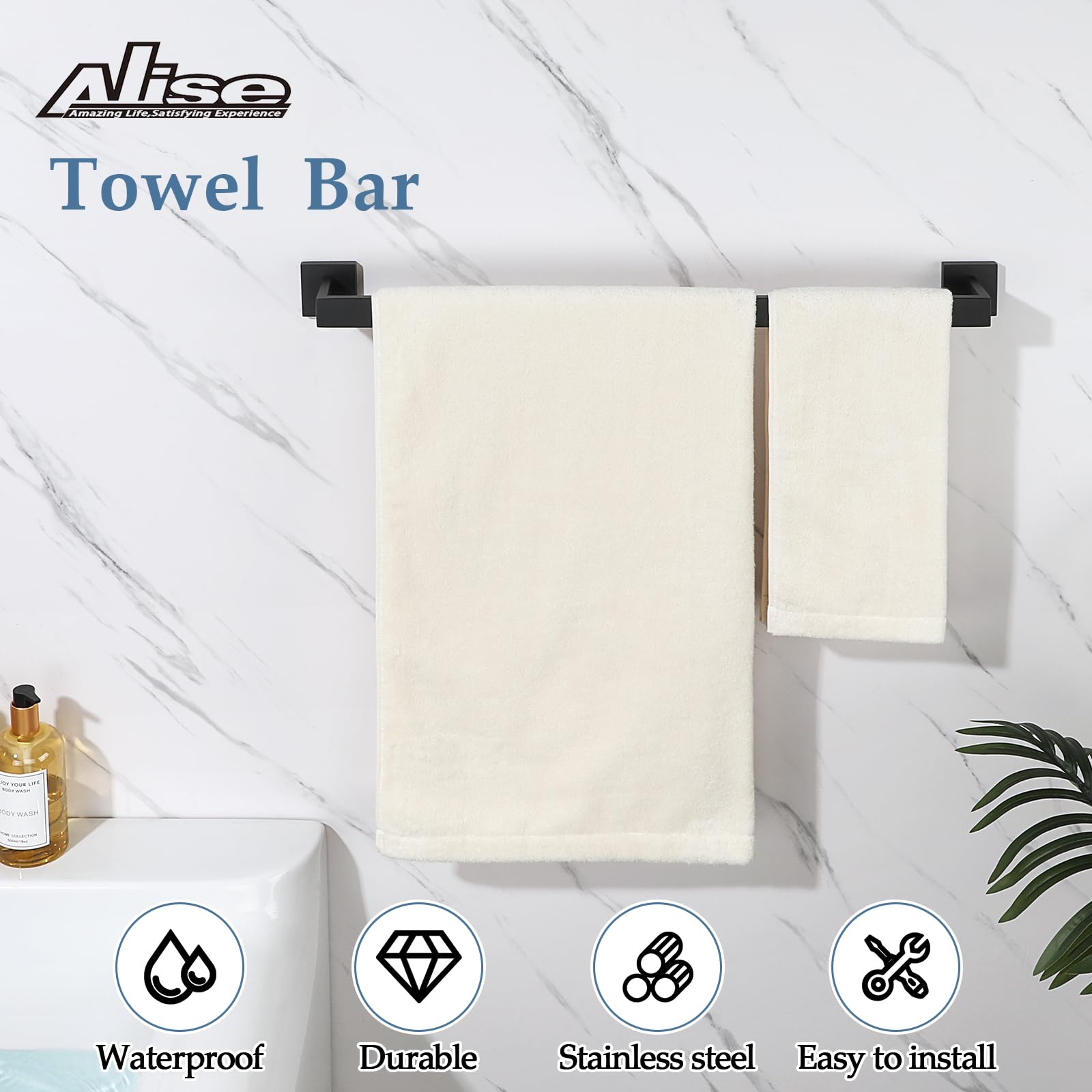 Alise Bath Towel Bars,28 Inch Towel Holder Towel Racks For Bathroom And Lavatory,Sus304 Stainless Steel Hand Towel Hanger Towel