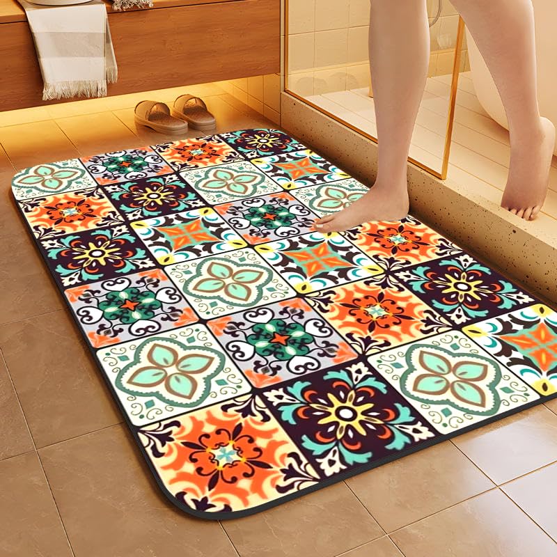 Skvm Water Absorbent Mat For Bathroom Kitchen Floor Door Entrance Anti Slip Floor Foot Anti Skid Bathroom Shower Mat (Design 23)