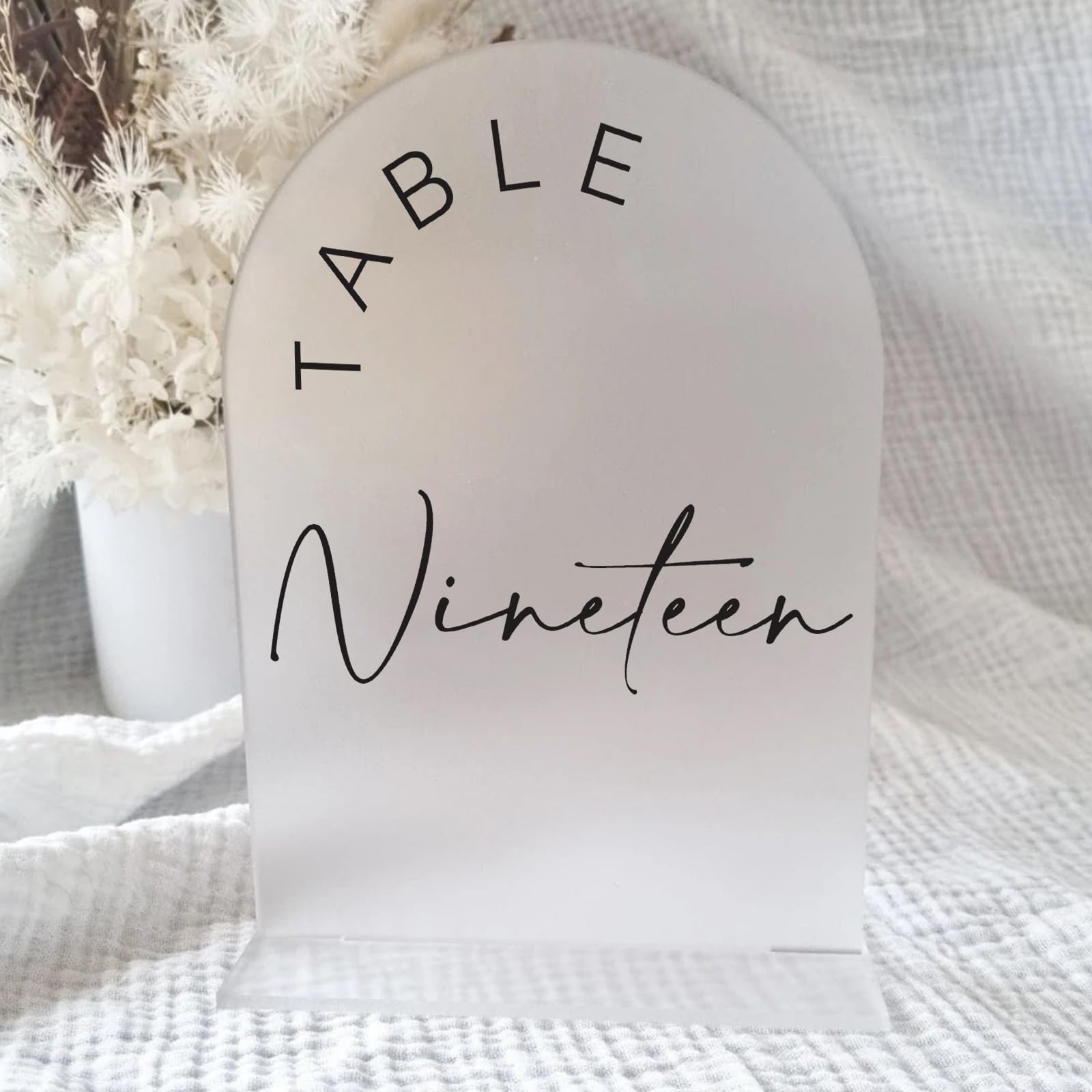Jinmury Frosted Arch Wedding Table Numbers 1-30 With Stands, 5X7 Inch Frosted Arch Acrylic Sign With Black Letters, Frosted Arch