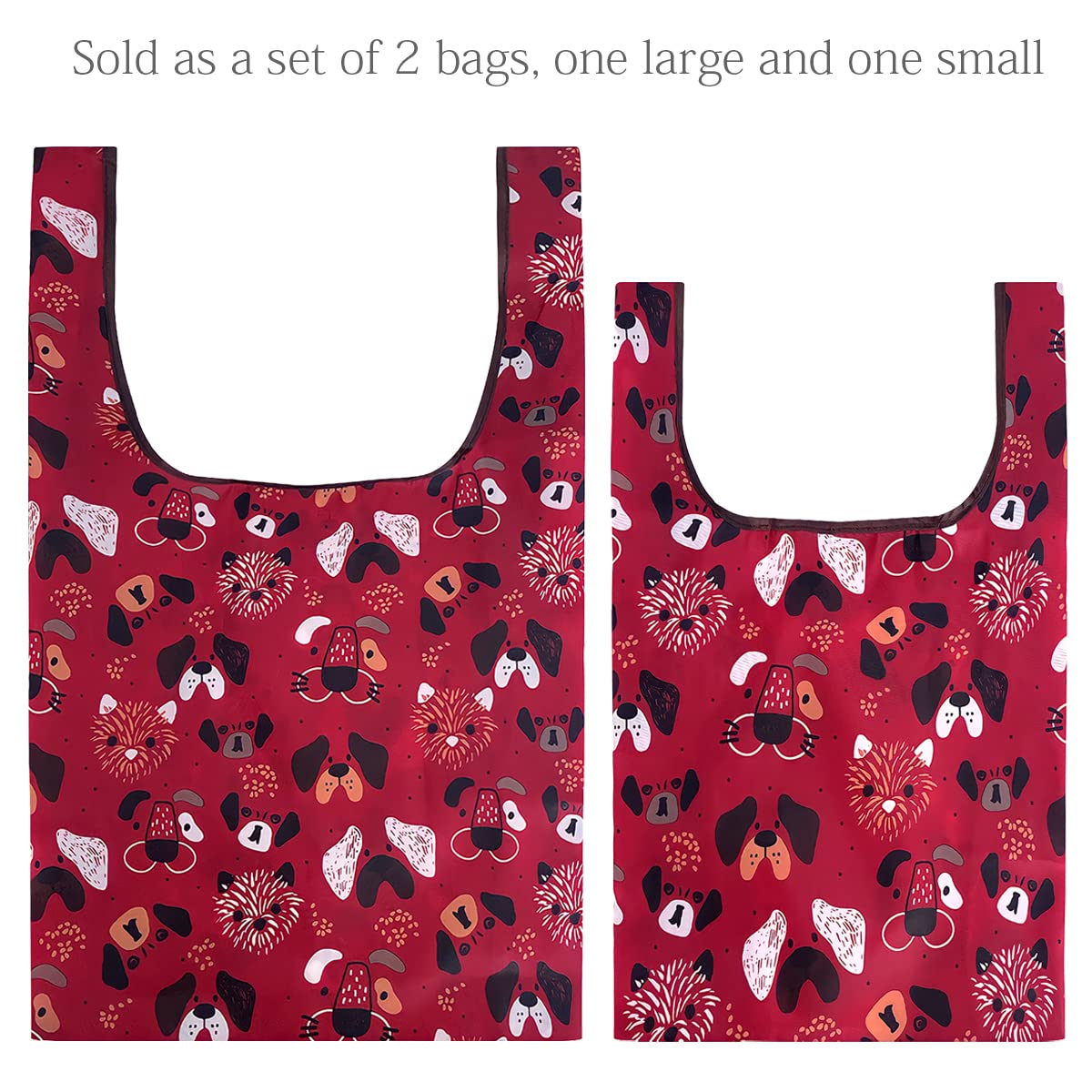 Wrapables Jolibag Collection Reusable Shopping Bag (Set Of 2), Cat & Dog Faces