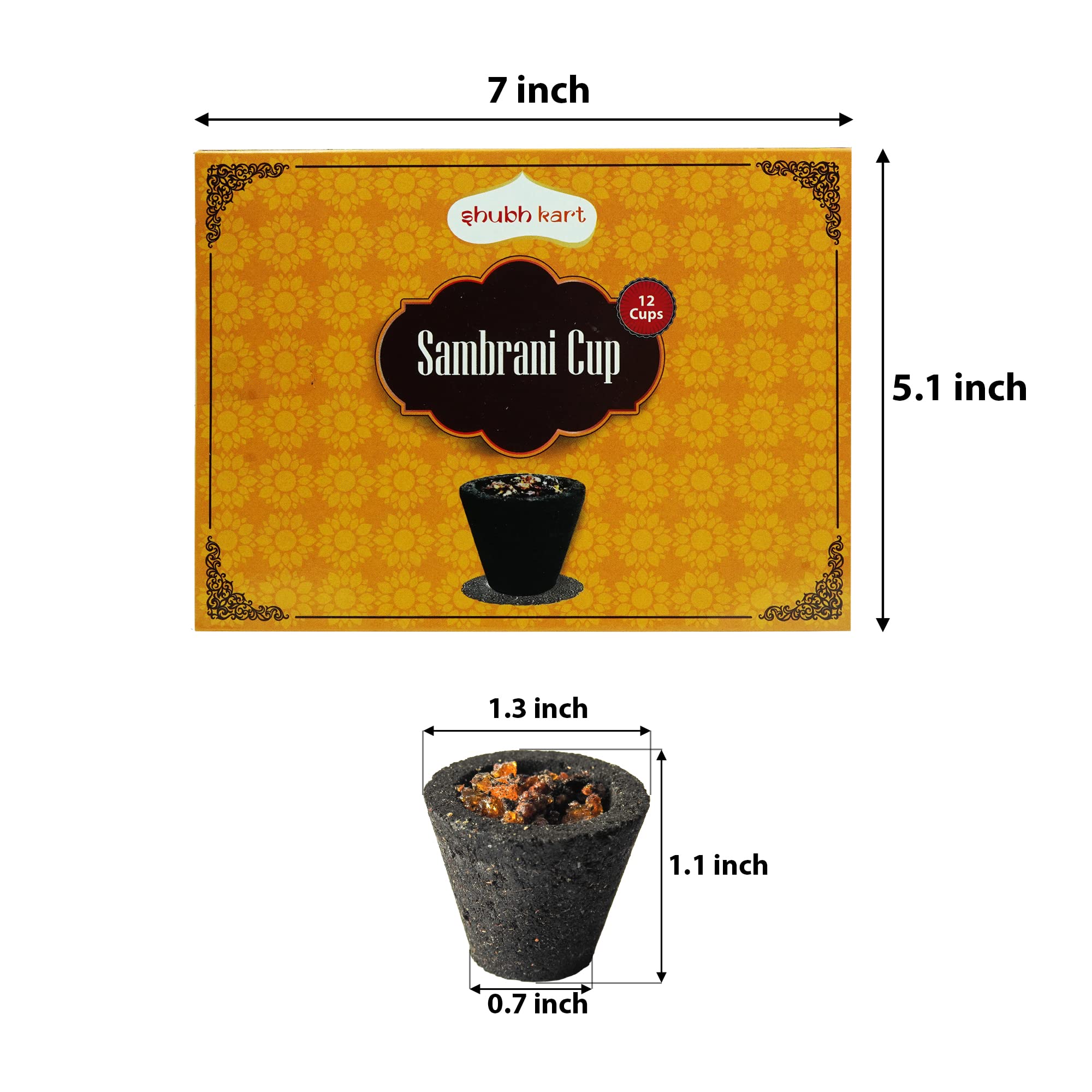 Shubhkart 12 Pcs Premium Sambrani Dhoop Cup, Black | Long Lasting Aroma For Prayer, Puja, And Meditation | Charcoal-Laden Loban