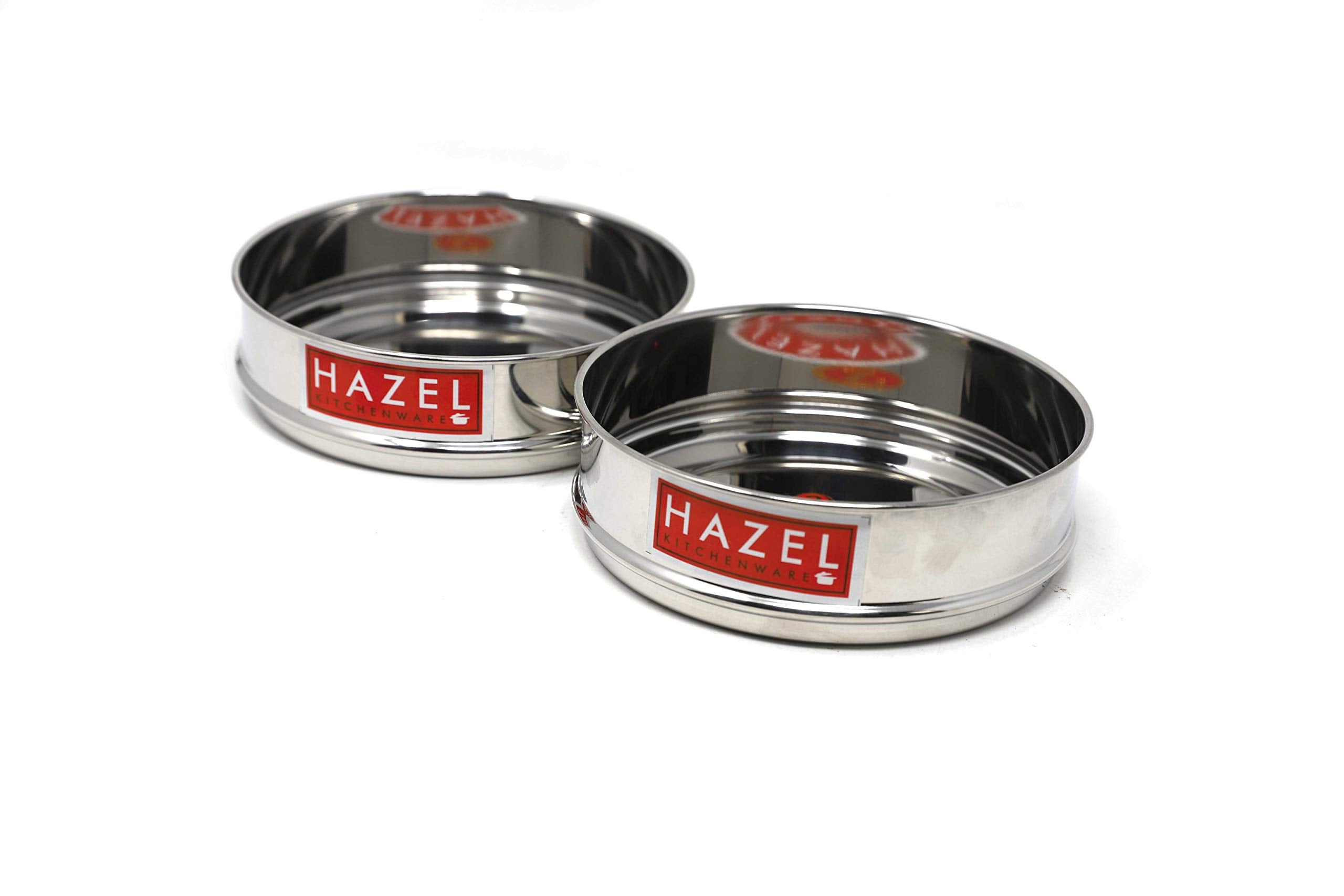 Hazel Stainless Steel Stackable Seperator, Cooker Dabba For 5 Ltr Pressure Cooker - 16 Cm, Set Of 2
