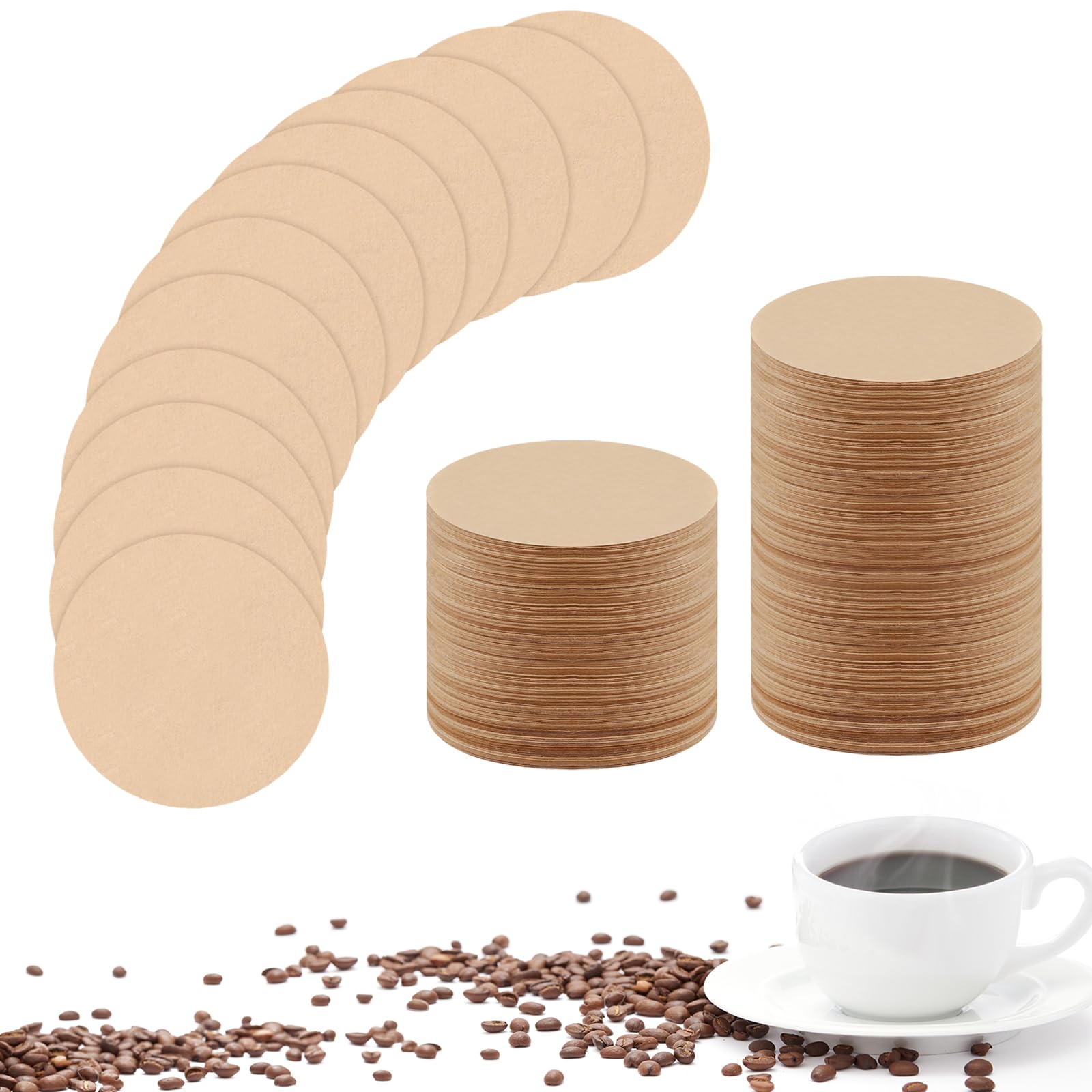 800Pcs Replacement Coffee Filter Paper, 2.5In Unbleached Natural Round Coffee Filter Coffee Accessories Compatible With Aeropres