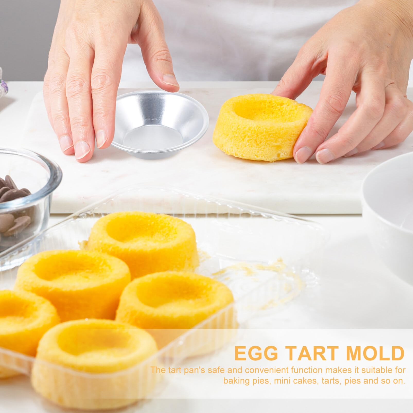 25 Pack Egg Tart Molds Aluminum Alloy Tartlets Dessert Mold Pans Tiny Pie Tin Puto Cup Bakeware Muffin Cupcake Cake Cookie Mold