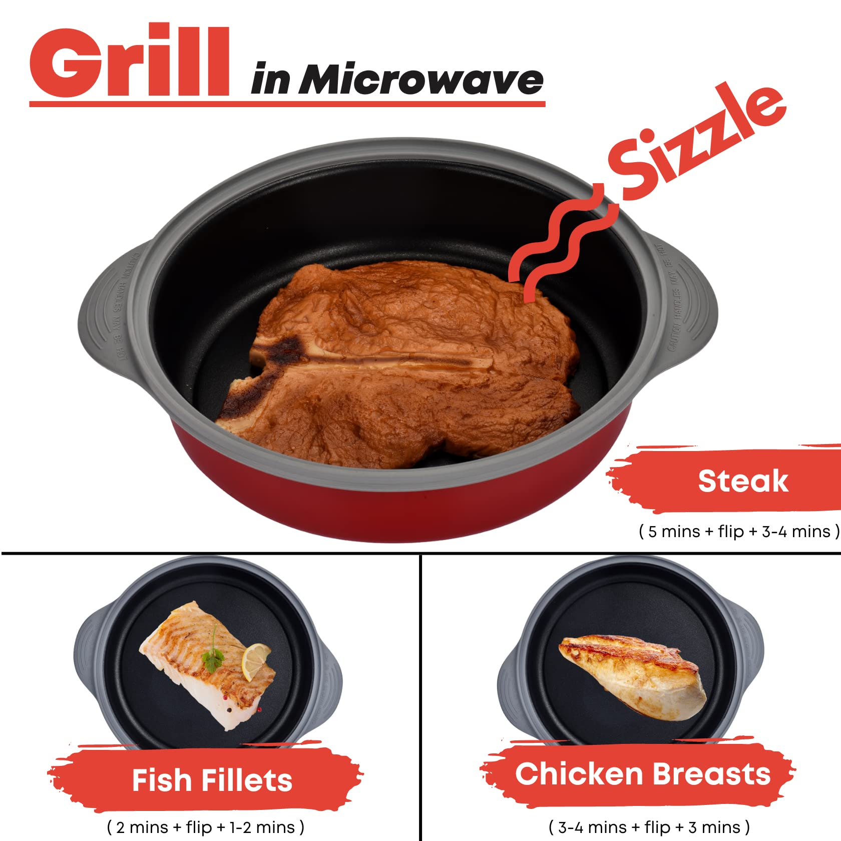 Maconee Microwave Frying Pan Skillet, Grill & Crisper Pan With Lid Allows You To Fry, Sizzle, And Brown Foods In The Microwave,