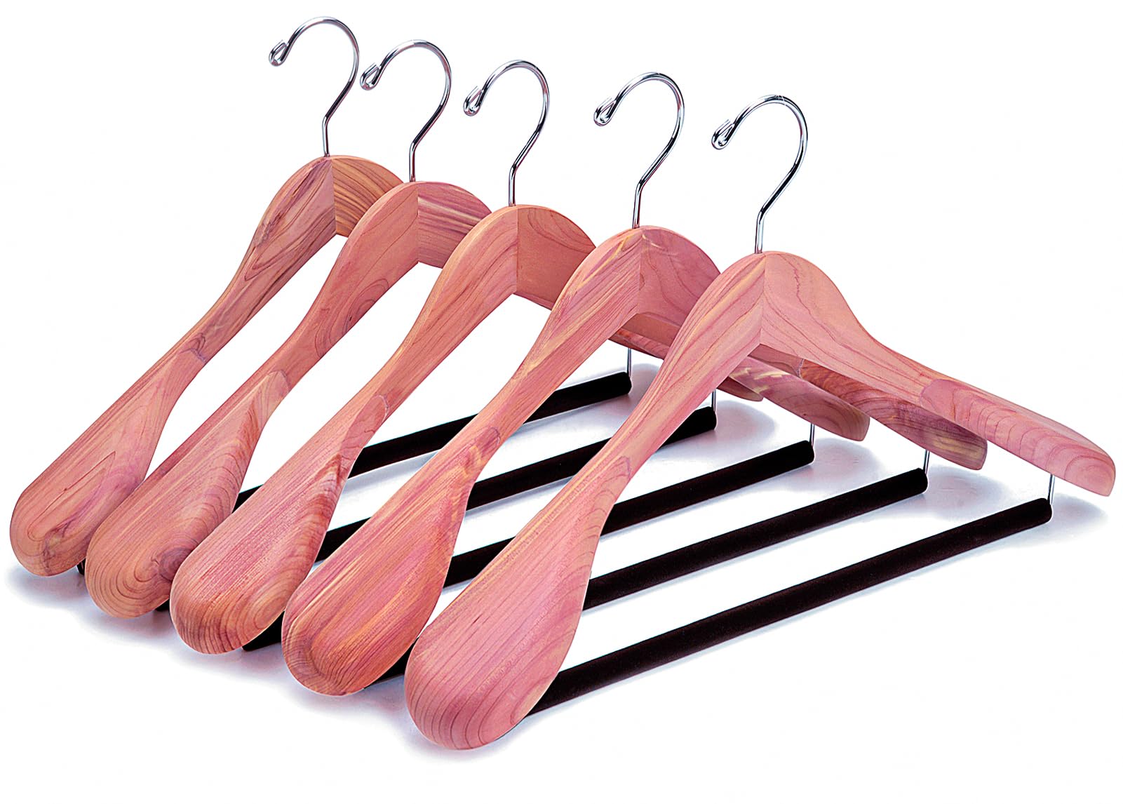 Amber Home 5 Pack American Red Cedar Wood Coat, Suit Hangers With Extra Wide Shoulder, Wooden Jacket Clothes Hanger Smooth Delux