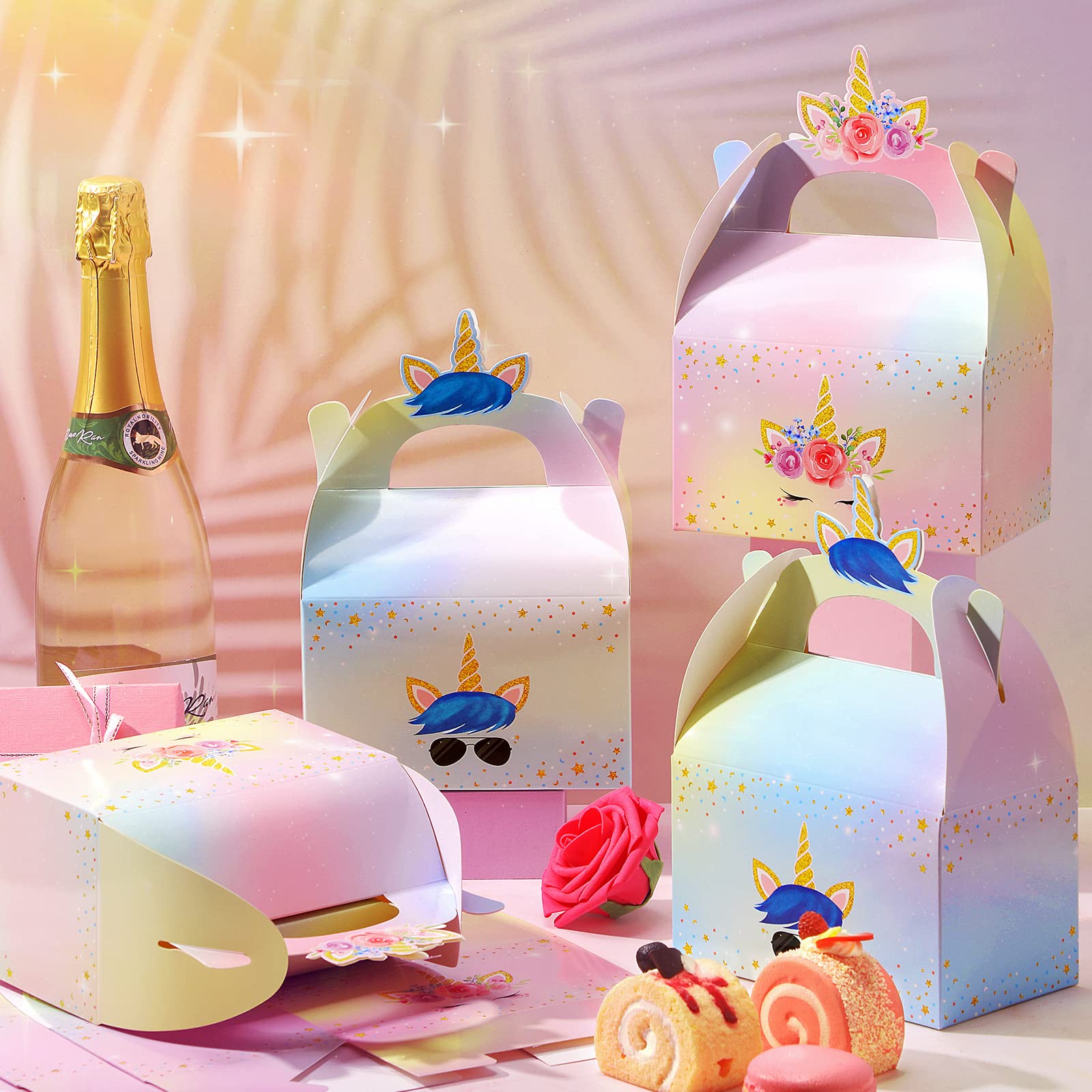 Leinuosen Unicorn Gift Boxes Party Supplies Cute Party Favor Boxes Rainbow Theme Treat Boxes Candy Goodies Gift Boxes For Girls