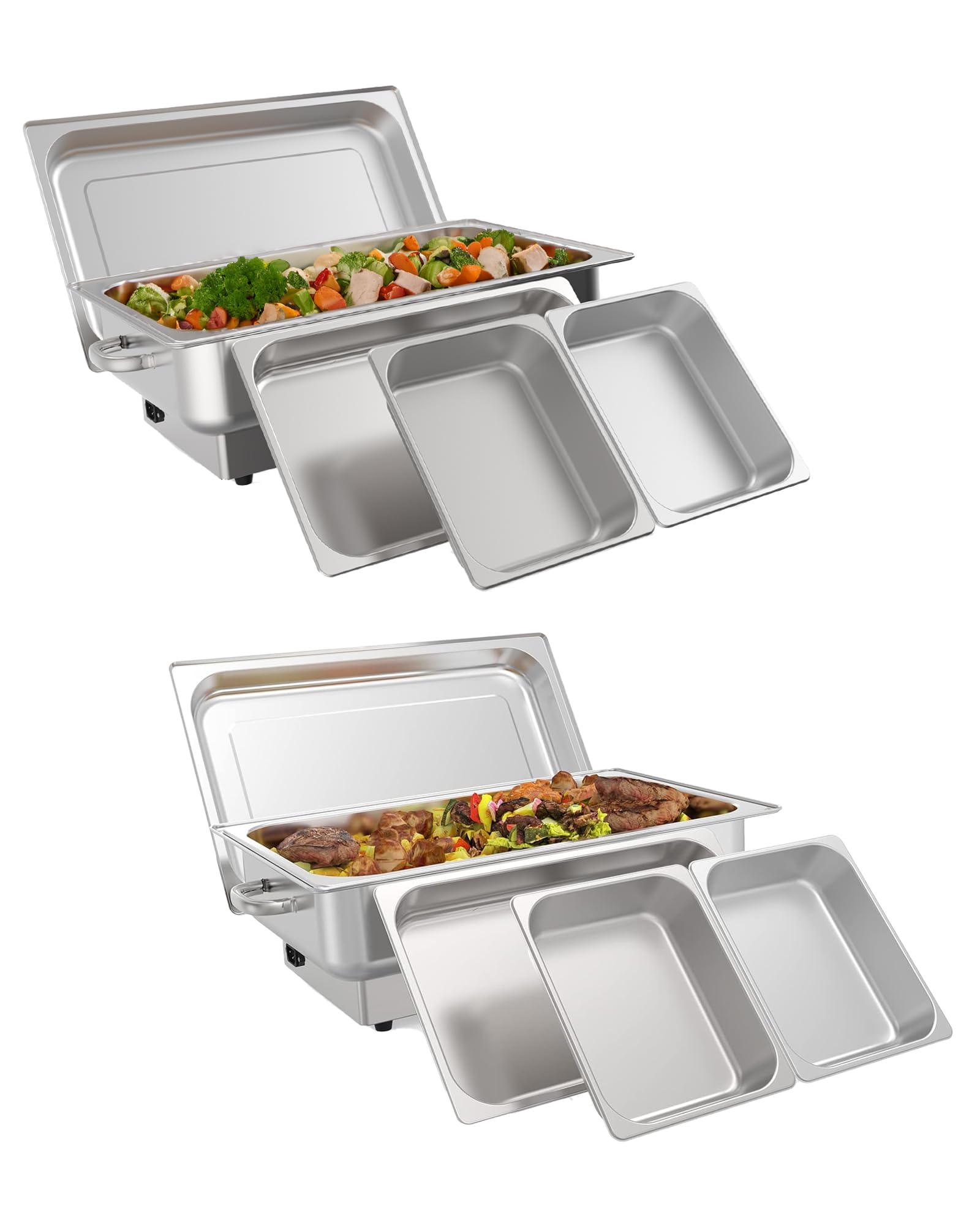 2 Pack Electric Chafing Dish Buffet Set 9 QT Buffet Food Servers and Warmers Digital Display Temperature with 1 Full-Size Pan & 