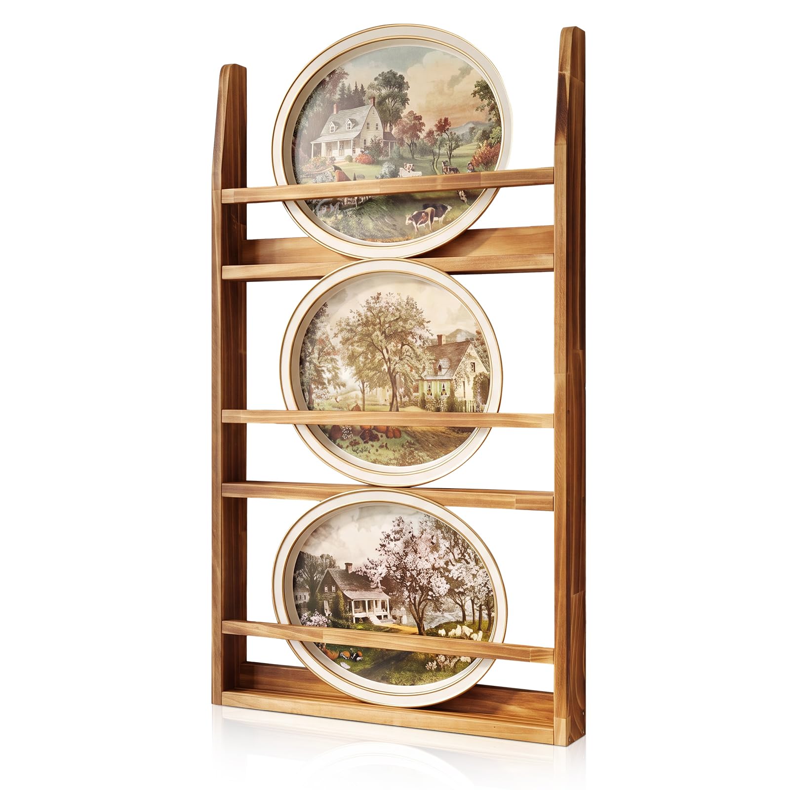 Marsui 35 x 22 x 2.5 Rustic Wall Mounted Dish Rack Bookshelf