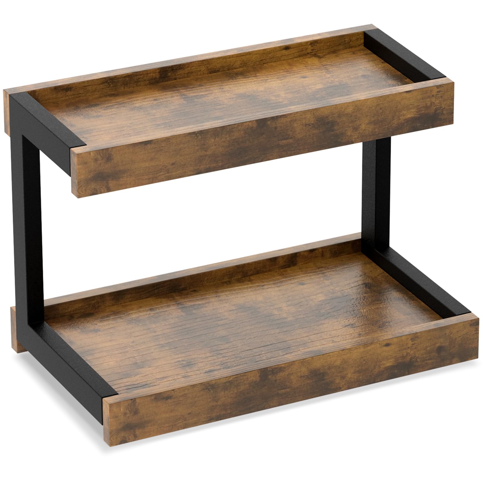 Marty Counter Shelf Organizer, 2 Tier Spice Rack For Countertop, Brown