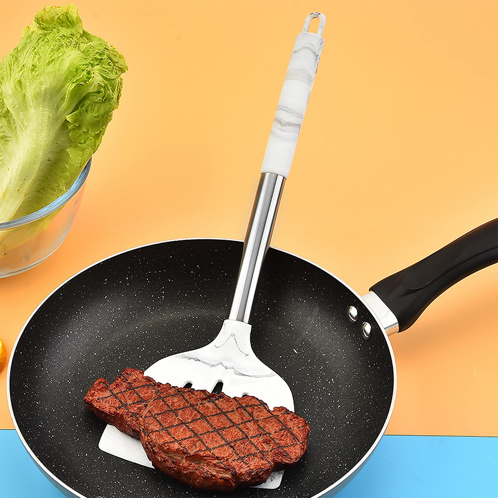 4Pcs Silicone Cooking Utensils Set-Heat Resistant Kitchen Utensils With Stainless Steel Handle,Spatula,Turner, Slotted Spoon,Lad