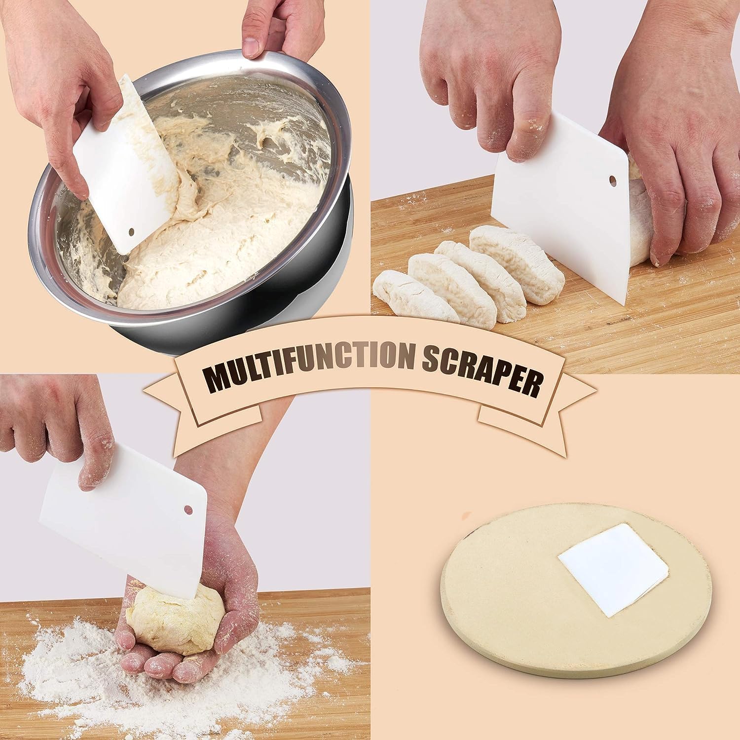 Cook N Home Pizza Grilling Baking Stone With Scraper, Heavy Duty Cordierite 16-Inch Round Bread Stone For Oven And Grill, Therma