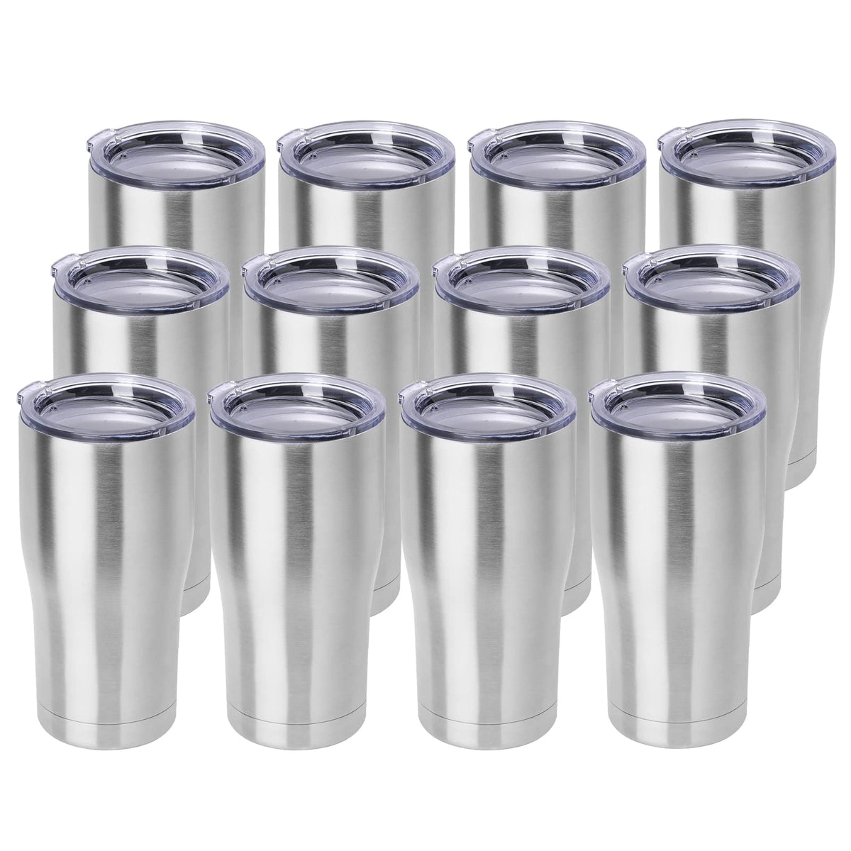 Domicare 20Oz Tumbler With Lid Stainless Steel Tumblers Bulk, Double Wall Vacuum Insulated Coffee Travel Mug, 12 Pack Stainless