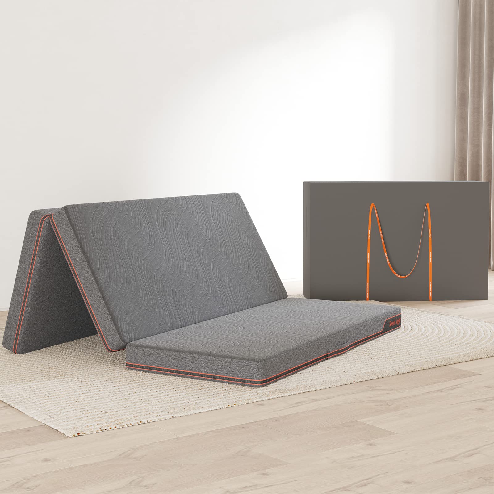 Sweetnight Folding Mattress Queen Size With Carry Bag, 4-Inch Foldable Mattress For Travel, Camping, Guest - Breathable Mesh Sid