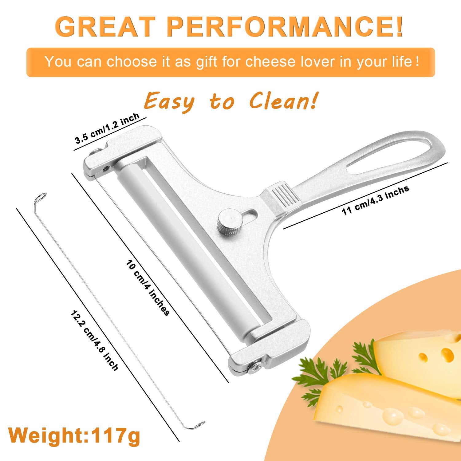 Cheese Slicers For Block Cheese Heavy Stainless Steel Wire Cheese Adjustable Thickness Cheese Cutter Kitchen Cheese Slicers Cutt