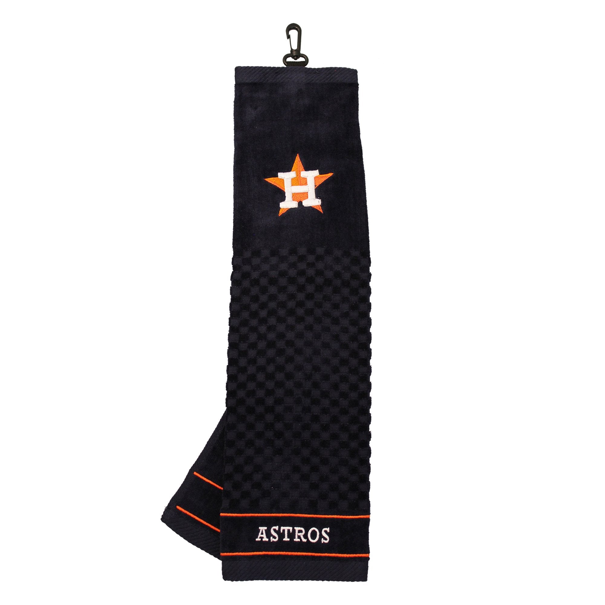 Team Golf Mlb Houston Astros Embroidered Golf Towel Embroidered Golf Towel, Checkered Scrubber Design, Embroidered Logo