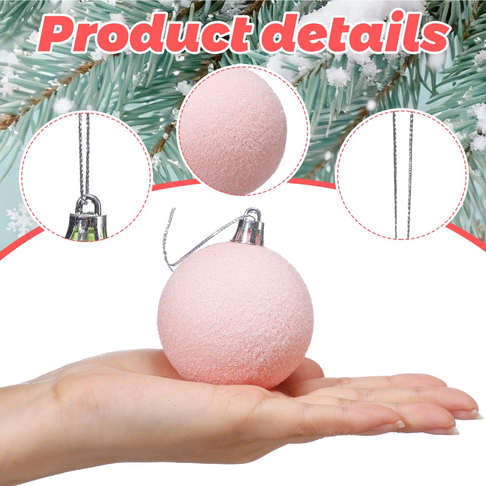Gejoy 30 Pcs Flocked Velvet Christmas Tree Ball Ornaments 2.36'' Frosted Pastel Candy Christmas Decor Shatterproof Macaron Xmas
