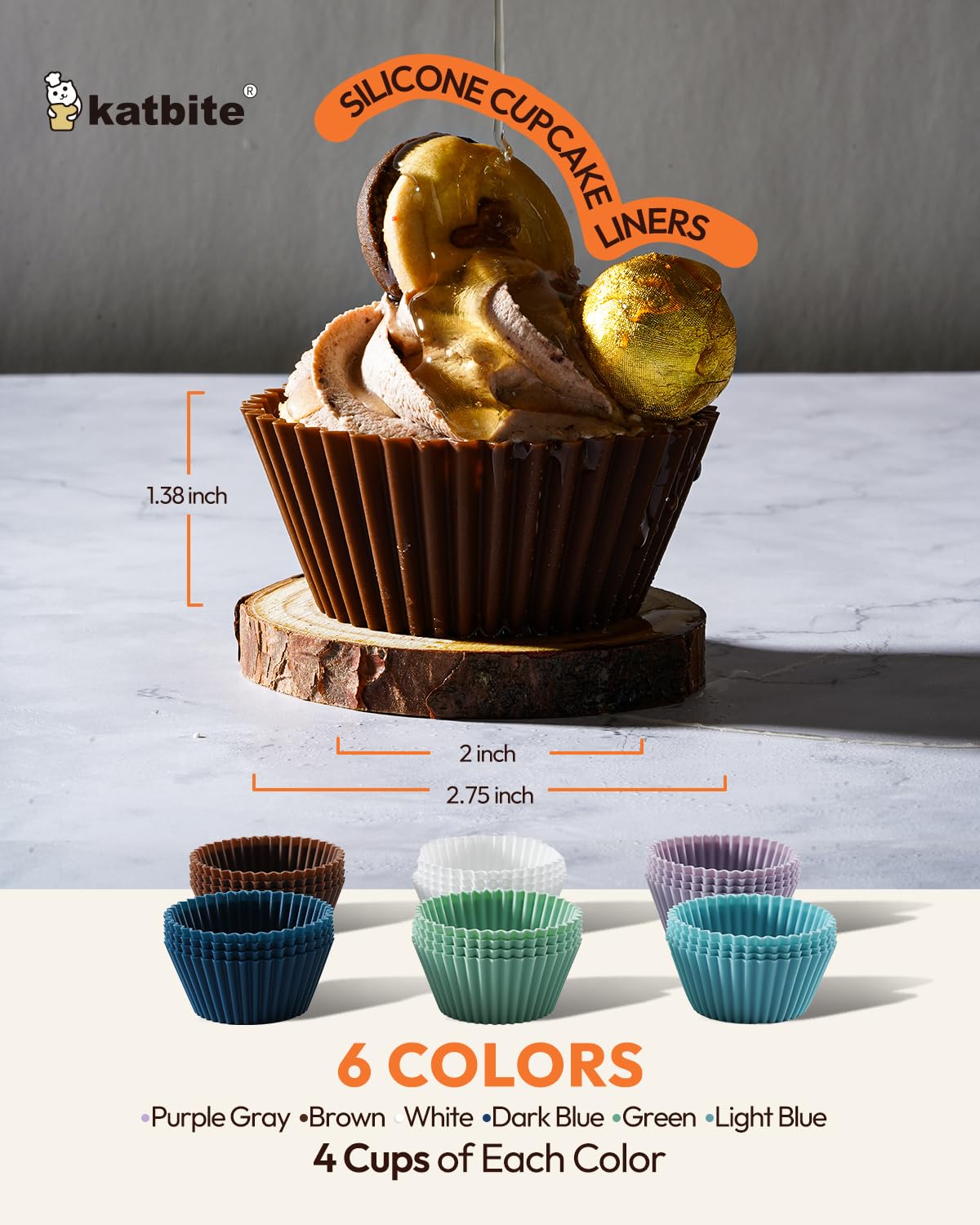 Silicone Cupcake Baking Cups Katbite 24 Pack Silicone Baking Cups Reusable Non-Stick Heavy Duty Silicone Cupcake Liners For Baki