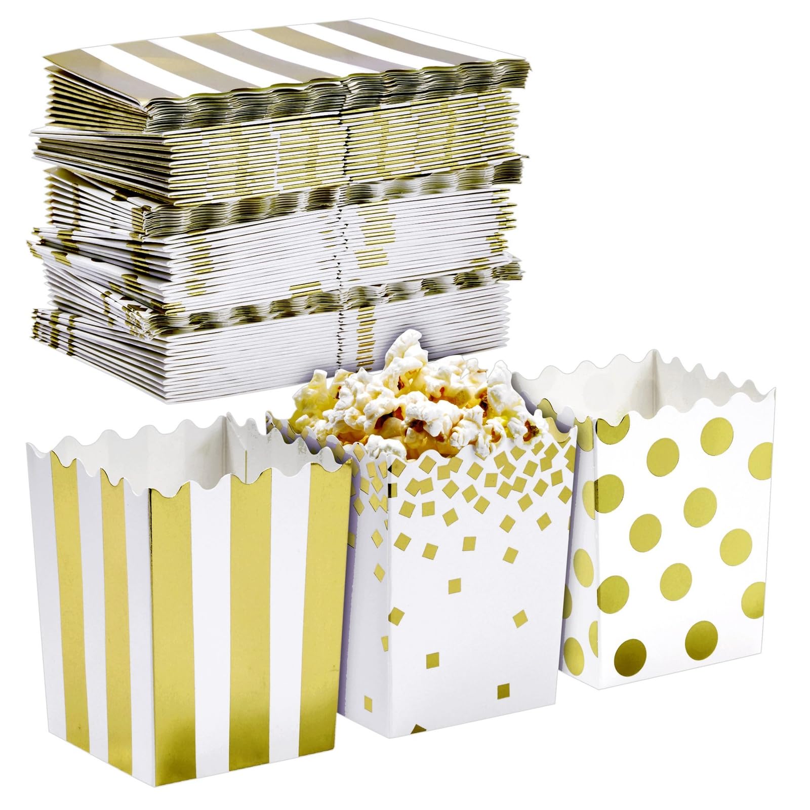 Juvale 60 Pack Mini Popcorn Boxes For Party, Gold Popcorn Containers For Movie Night Decorations (3 X 4 In)
