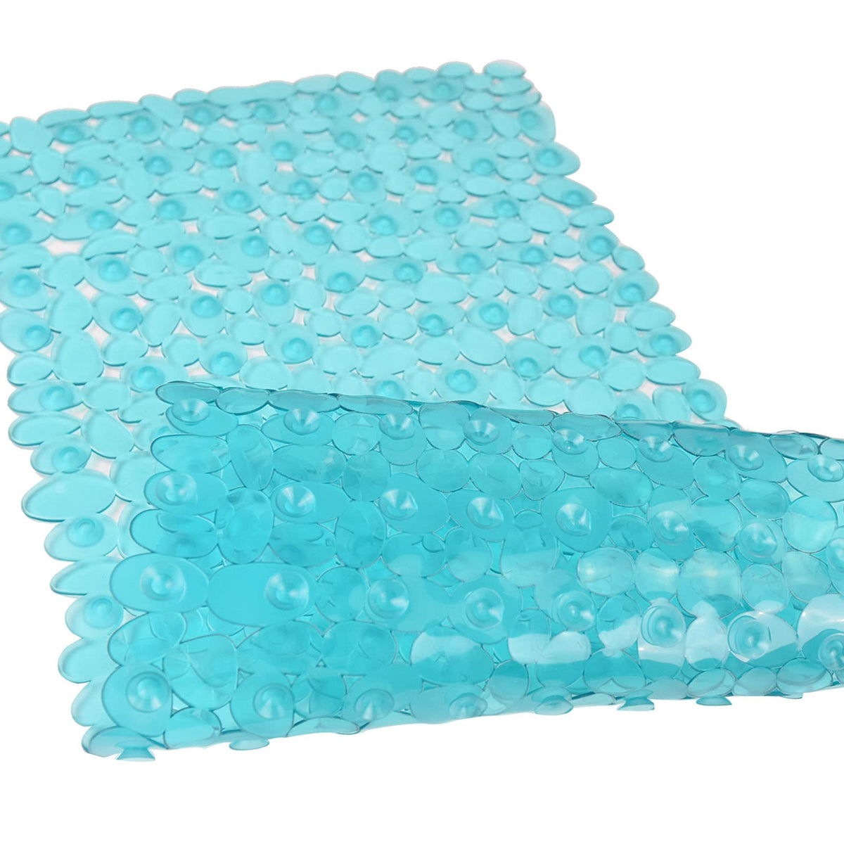 Songziming Bathtub Mat Non Slip Pebble Bath Shower Mat With Drain Holes, Suction Cups Mat For Tub 16'' W X 35'' L, Clear Green
