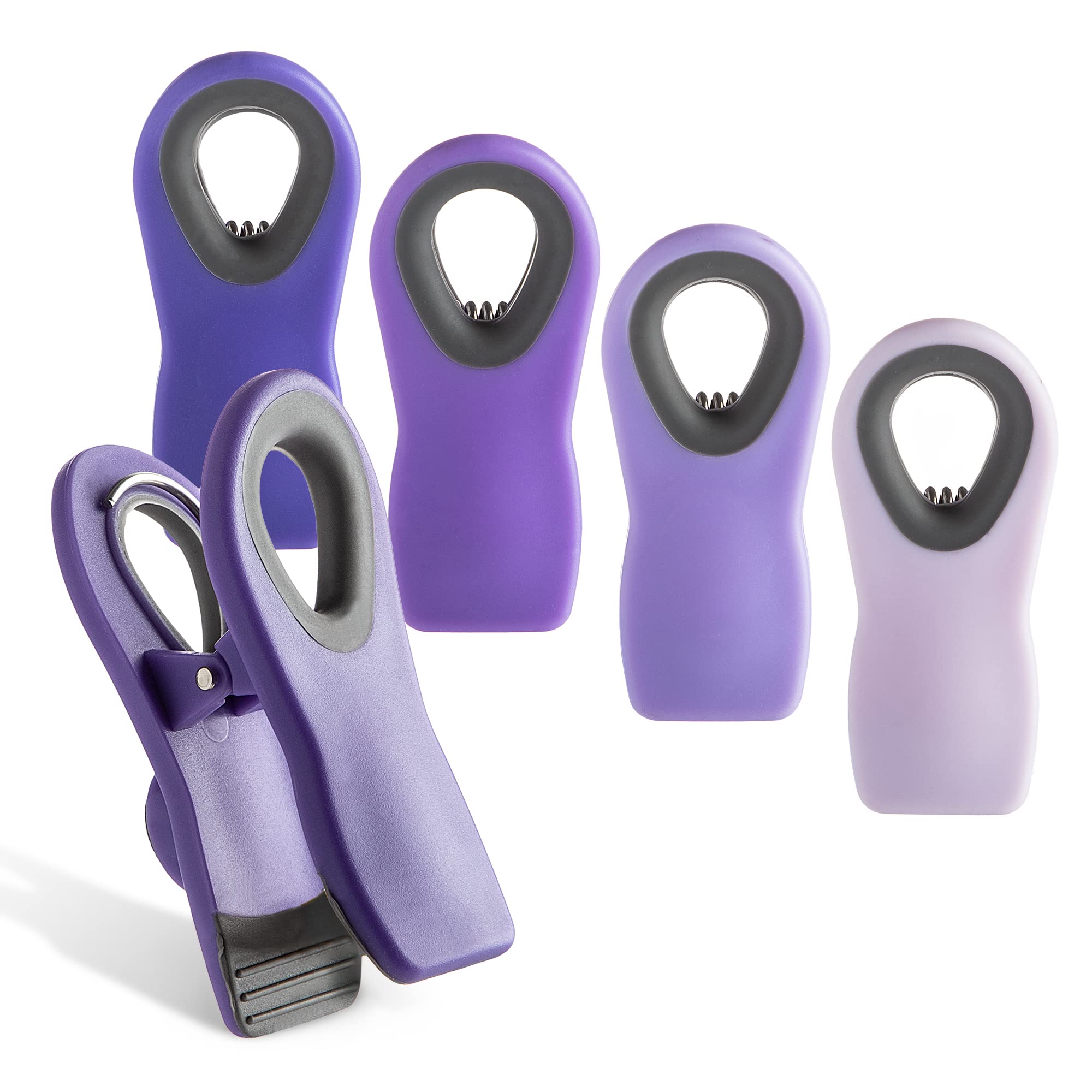 Cook With Color 5 Pc Chip Bag Clips- Kitchen Clips, Magnetic Chip Clips For Bags, Food Bag Clips With Airtight Seal (Lavender)