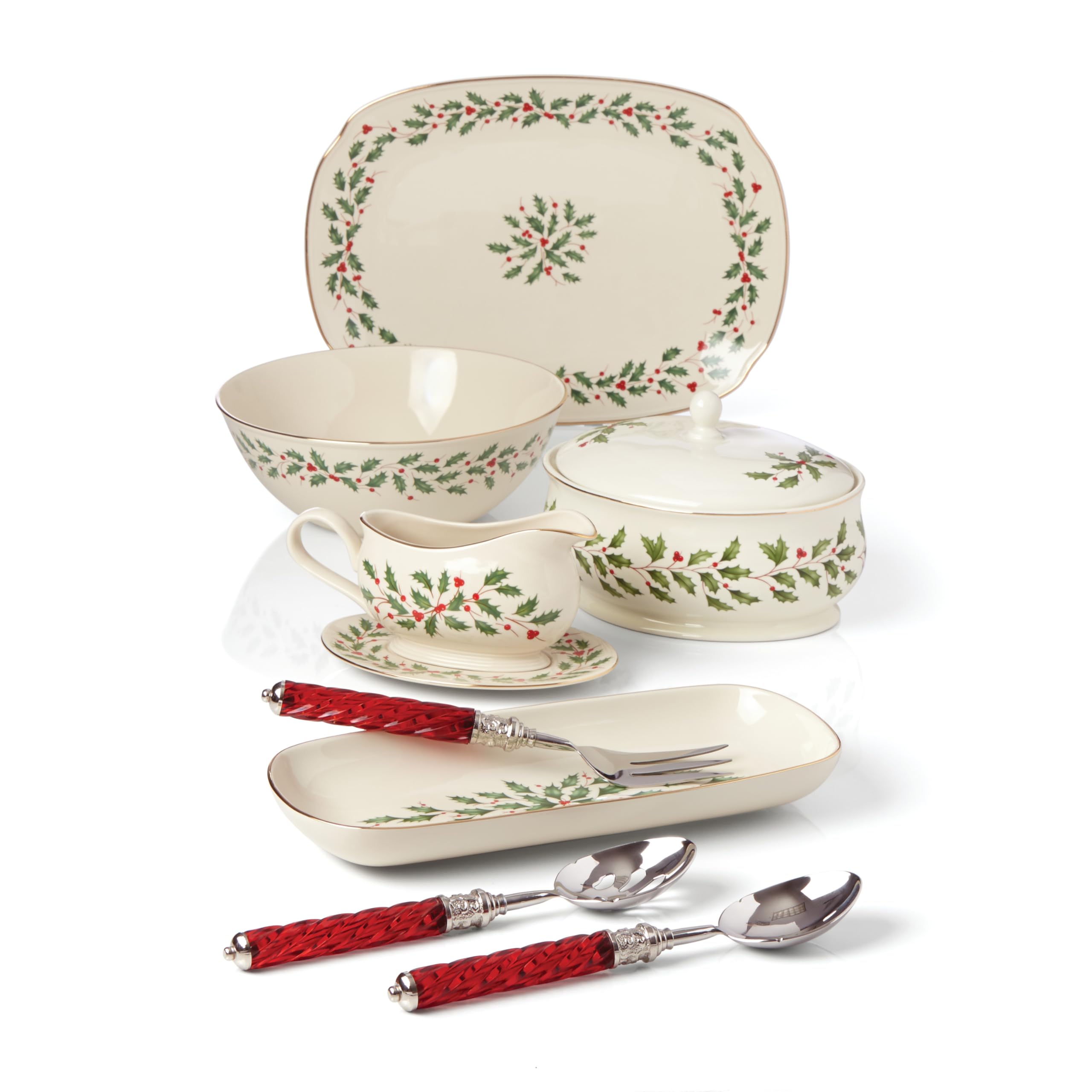 Lenox Holiday Serving Bowl, 10.25, Red & Green