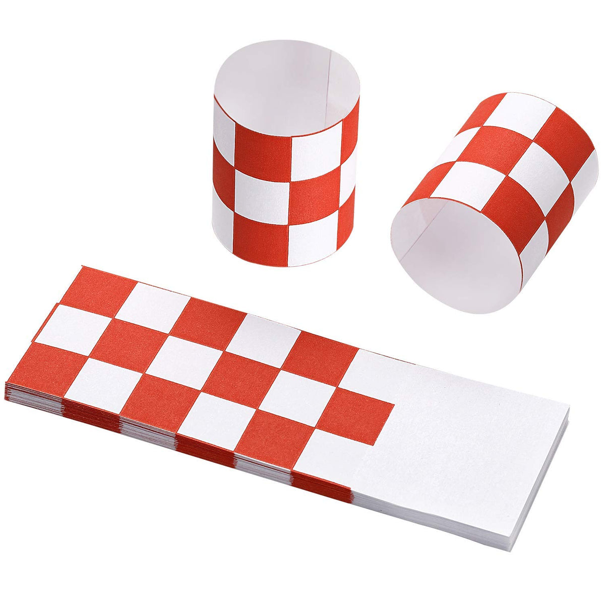 Gmark Paper Napkin Band Box Of 500, Paper Napkin Rings Self Adhesive (Red White Grid) Gm1111A