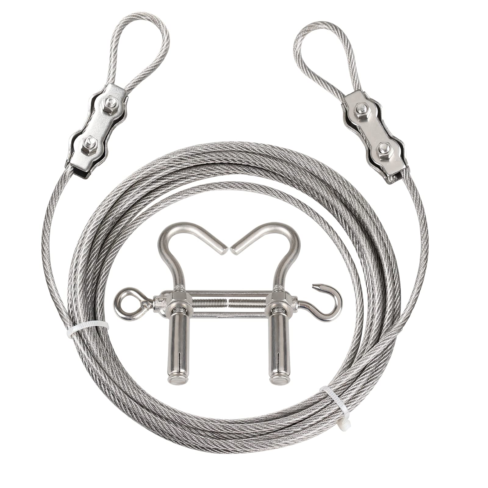 Clotheslines,20Ft Portable Windproof Clothes Rope Line With Stainless Steel Cable Tightener System Multipurpose Heavy Duty Laund