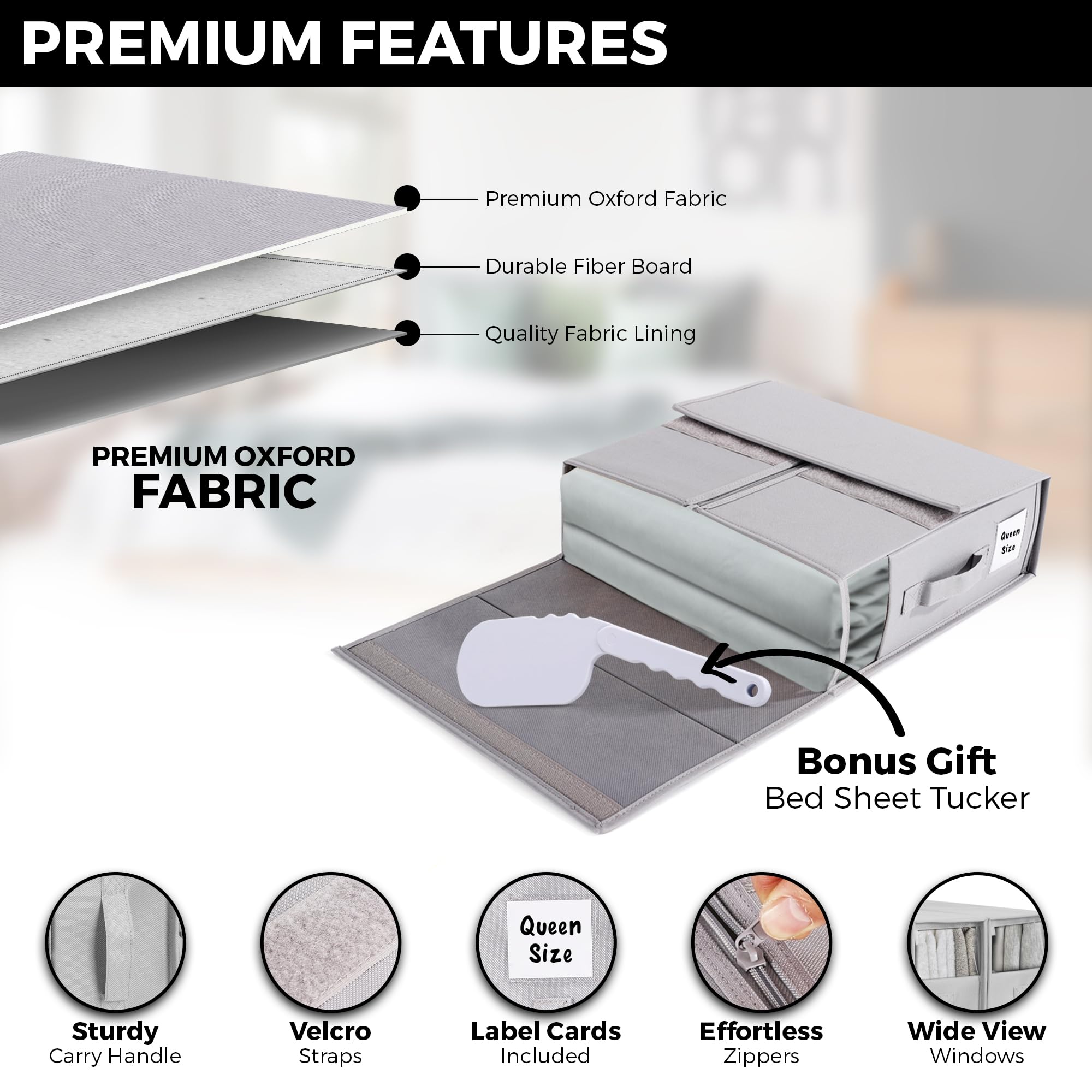 ALCOVA 10 Pack Bed Sheet Organizers with 1 Bed Sheet Tucker, Durable Material Used For Linen Closet Storage Solutions, Fits Quee