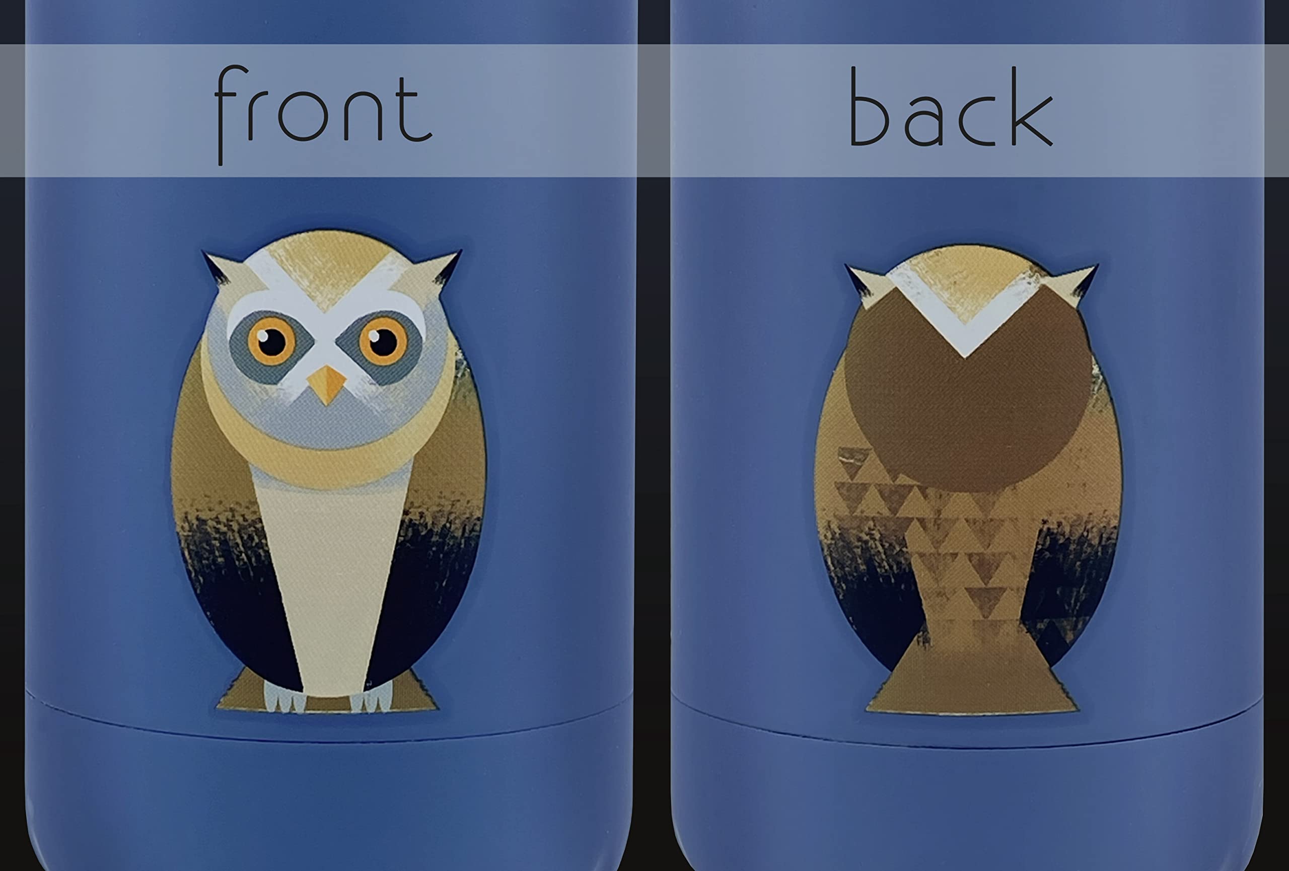 Smllo | Water Bottle With Cute Owl Design | Stainless Steel | Double Wall Insulated | 17Oz, Blue