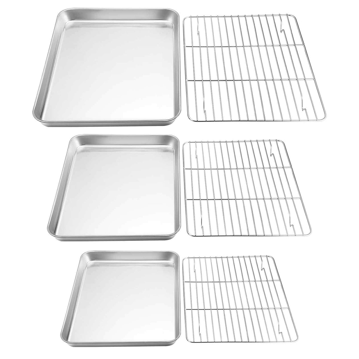 Teamfar Baking Sheet With Rack Set, Stainless Steel Cookie Sheet Baking Pans With Cooling Rack, Non Toxic & Healthy, Rust Free &