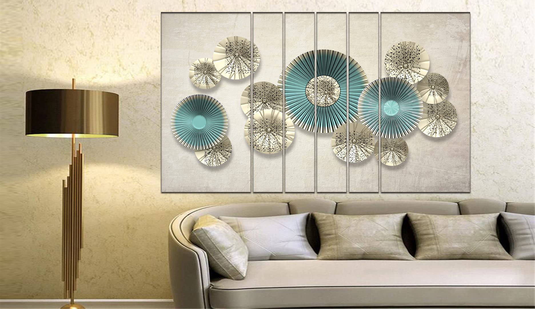 Cn Retails Abstract Wall Painting Big Size Wood Framed For Home Decor (60Inch X 36Inch) Grill_45(Multi)